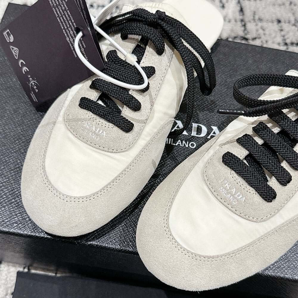PRADA Collapse Re-Nylon and suede mules - Top Club