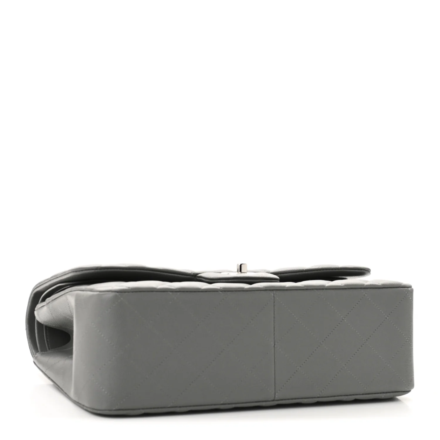 Caviar Quilted Jumbo Double Flap Grey - Top Club