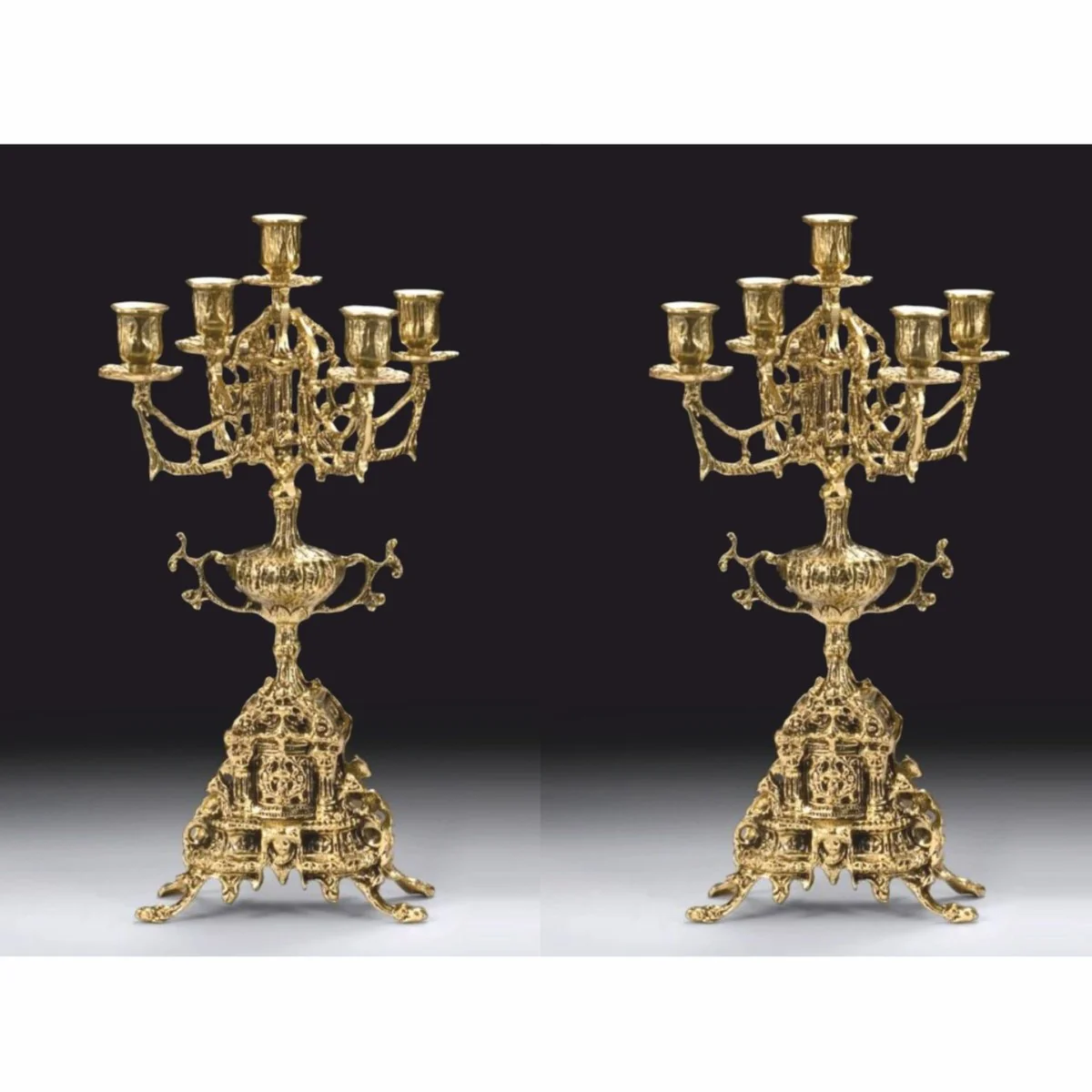 Luxury Baroque candle holder set gold Ø 25 x H. 44 cm - Baroque decoration