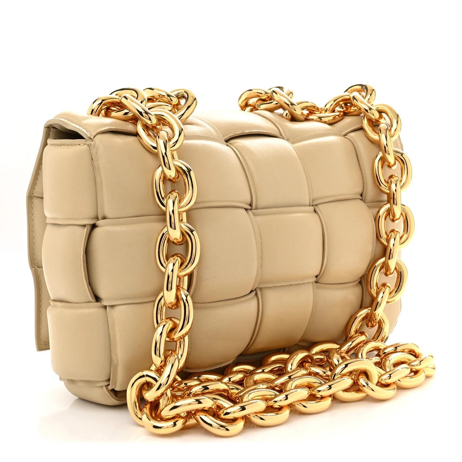 Lambskin Maxi Intreccio Padded Chain Cassette Crossbody Bag Porridge - Top Club