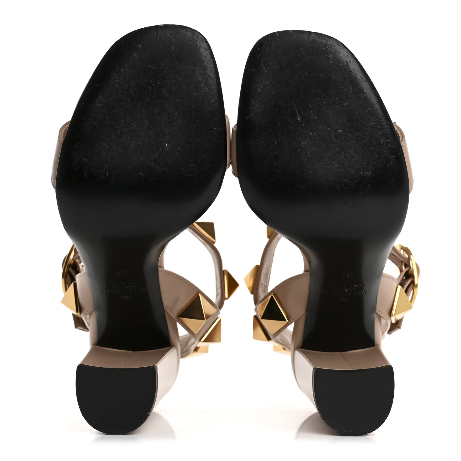Calfskin Roman Stud 90mm Sandals 37 Rose Cannelle - Top Club