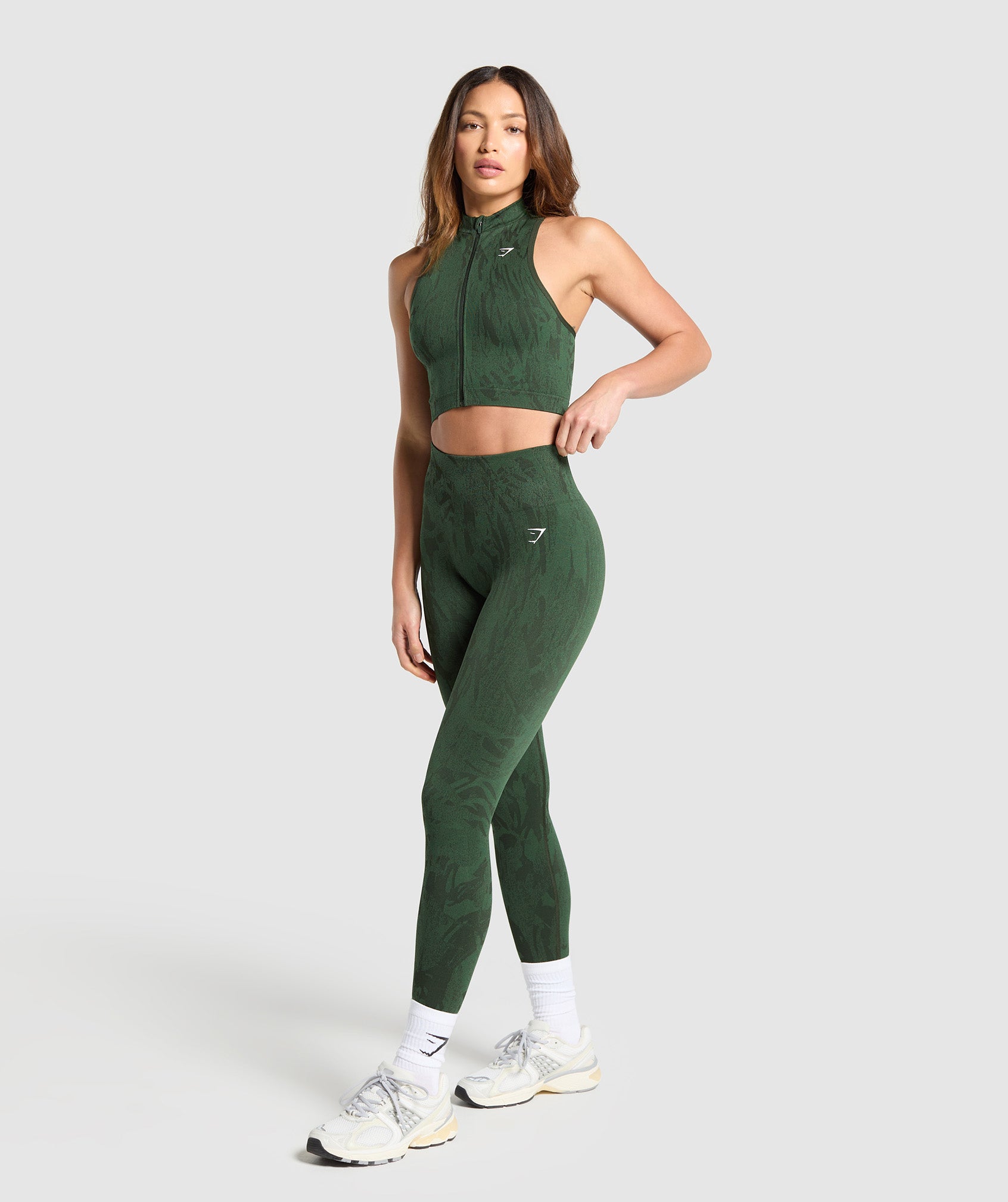 COACH Adapt Camo Seamless Zip Up Crop Top