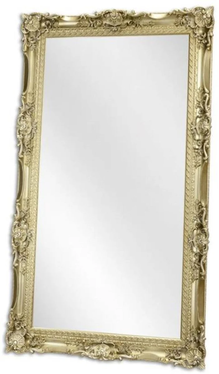 Baroque mirror silver 118.5 x H. 208.5 cm - cloakroom mirror - living room mirror - magnificent wall mirror in the baroque style