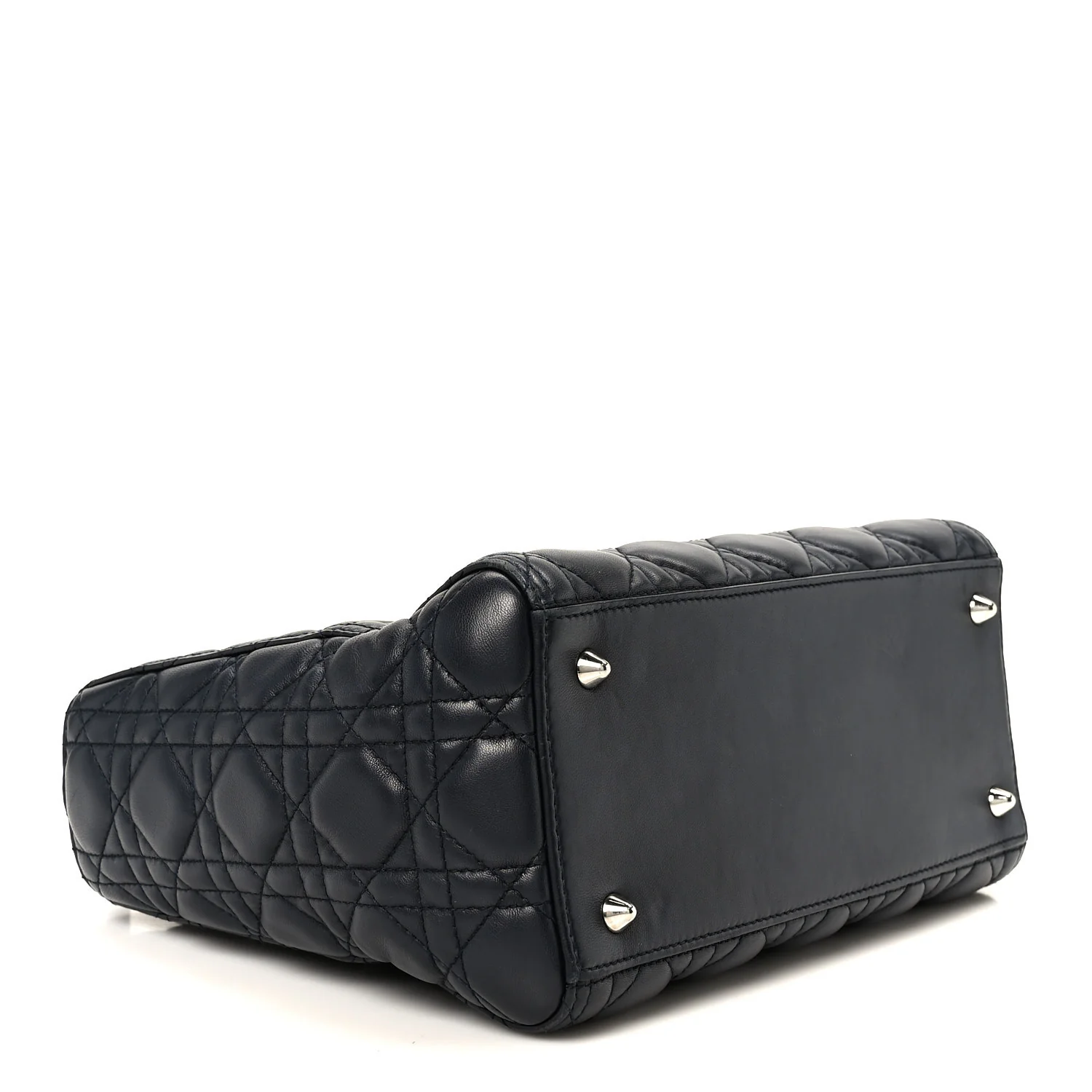 Lambskin Cannage Medium Lady Dior Navy Blue - Top Club