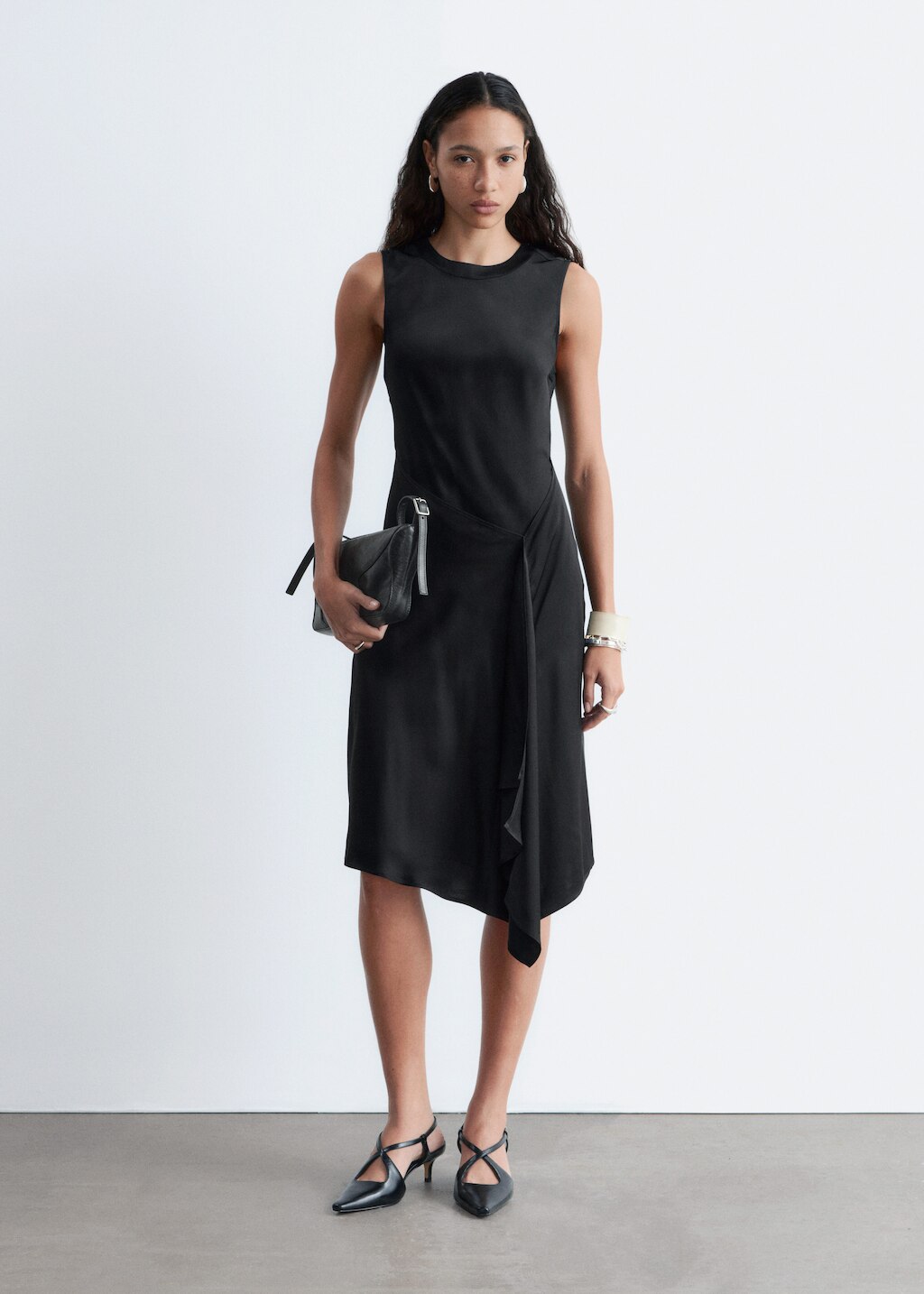 & Other Stories ASYMMETRIC SATIN MIDI DRESS