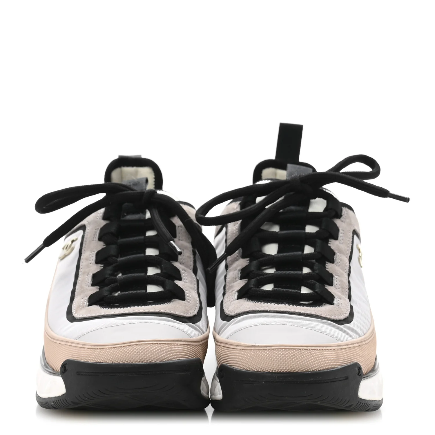 Suede Calfskin Mixed Fibers CC Sneakers 39 Pink Grey - Top Club