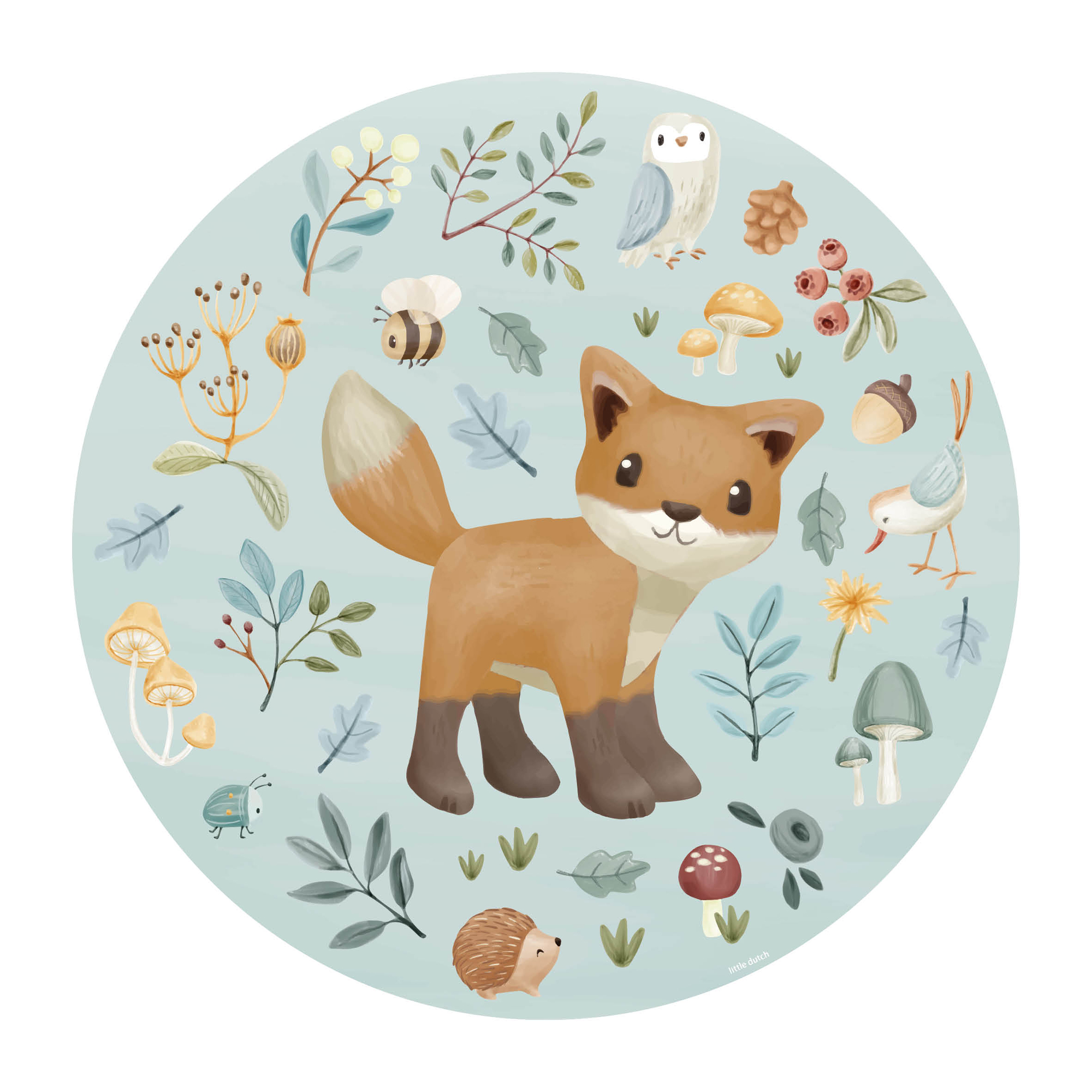 Behangcirkel Forest Friends blauw Ø100 cm