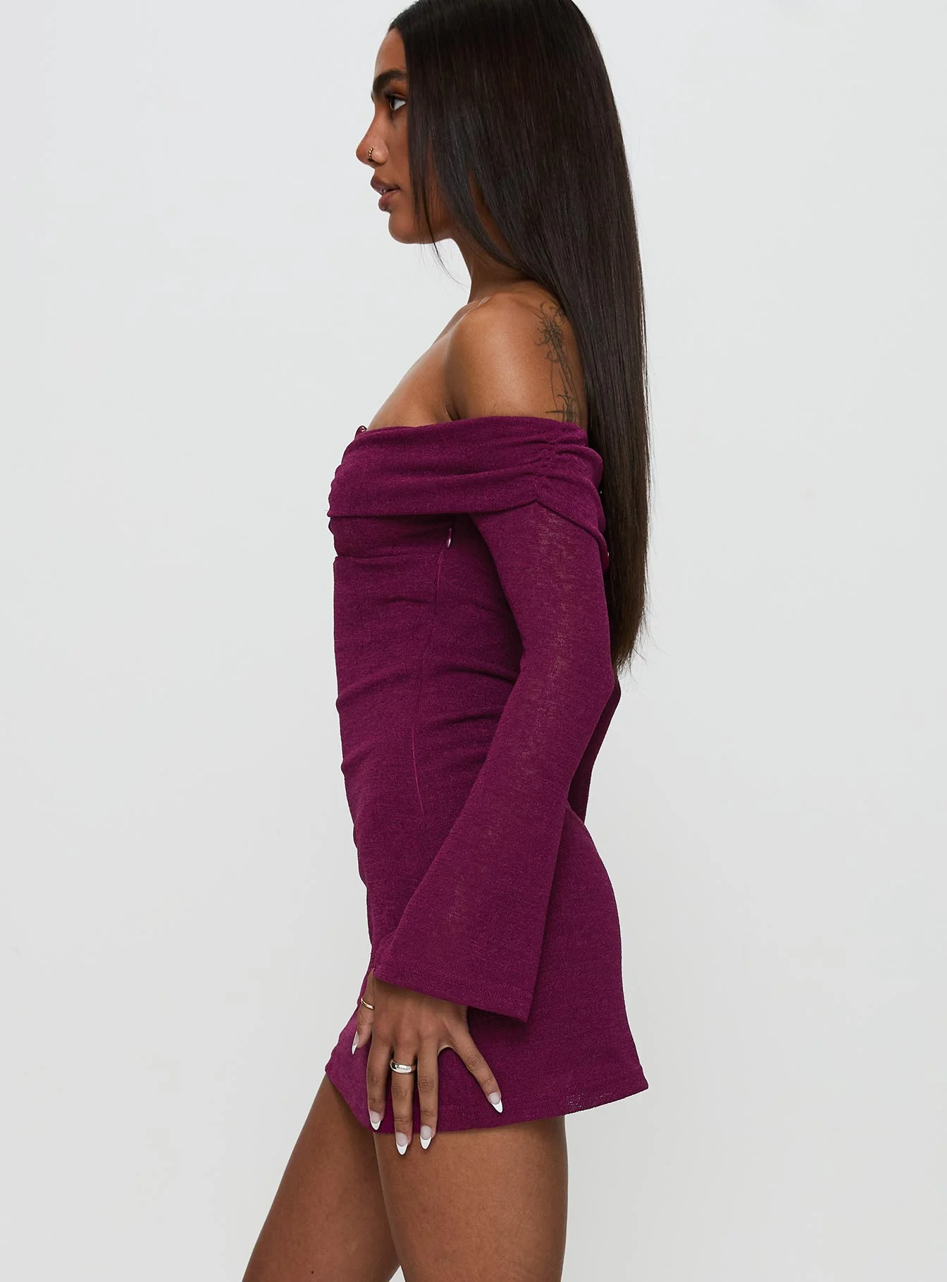 Firenza Long Sleeve Mini Dress Purple