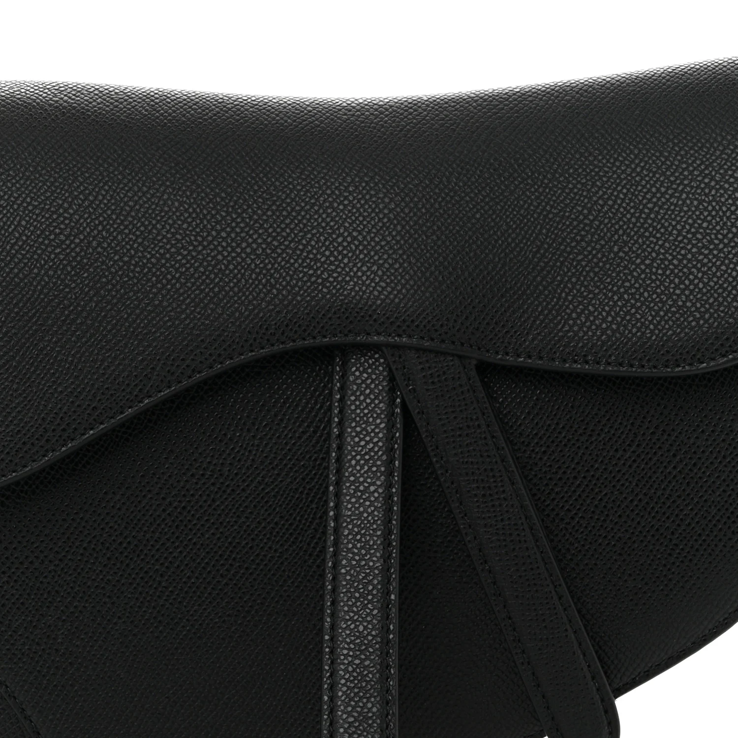 Grained Calfskin Saddle Bag Black - Top Club