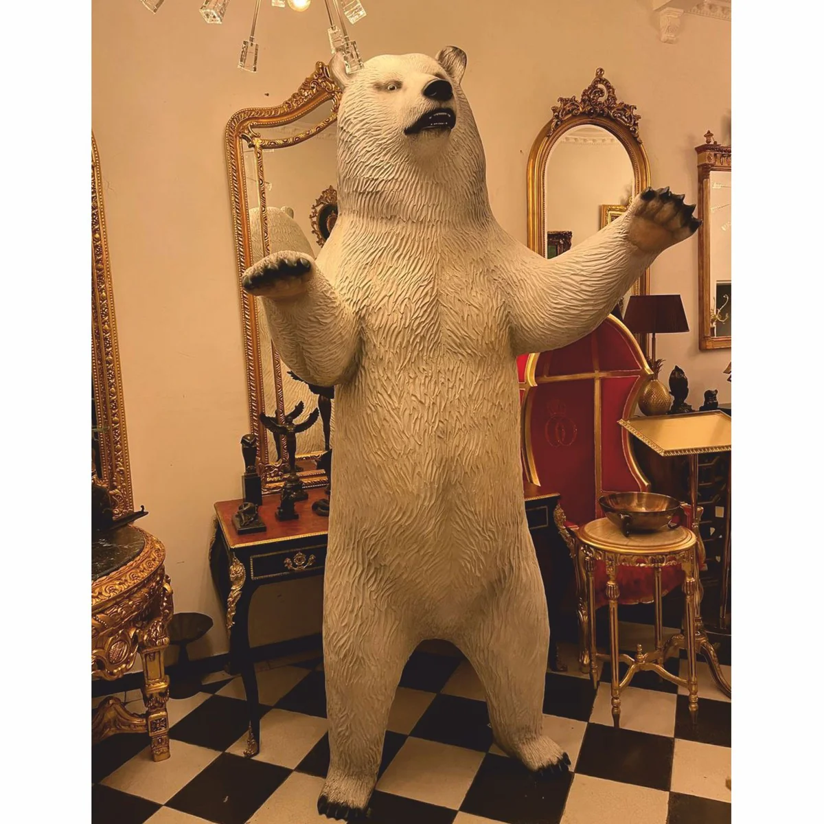 XXL decorative sculpture bear white / black H. 240 cm - garden figure