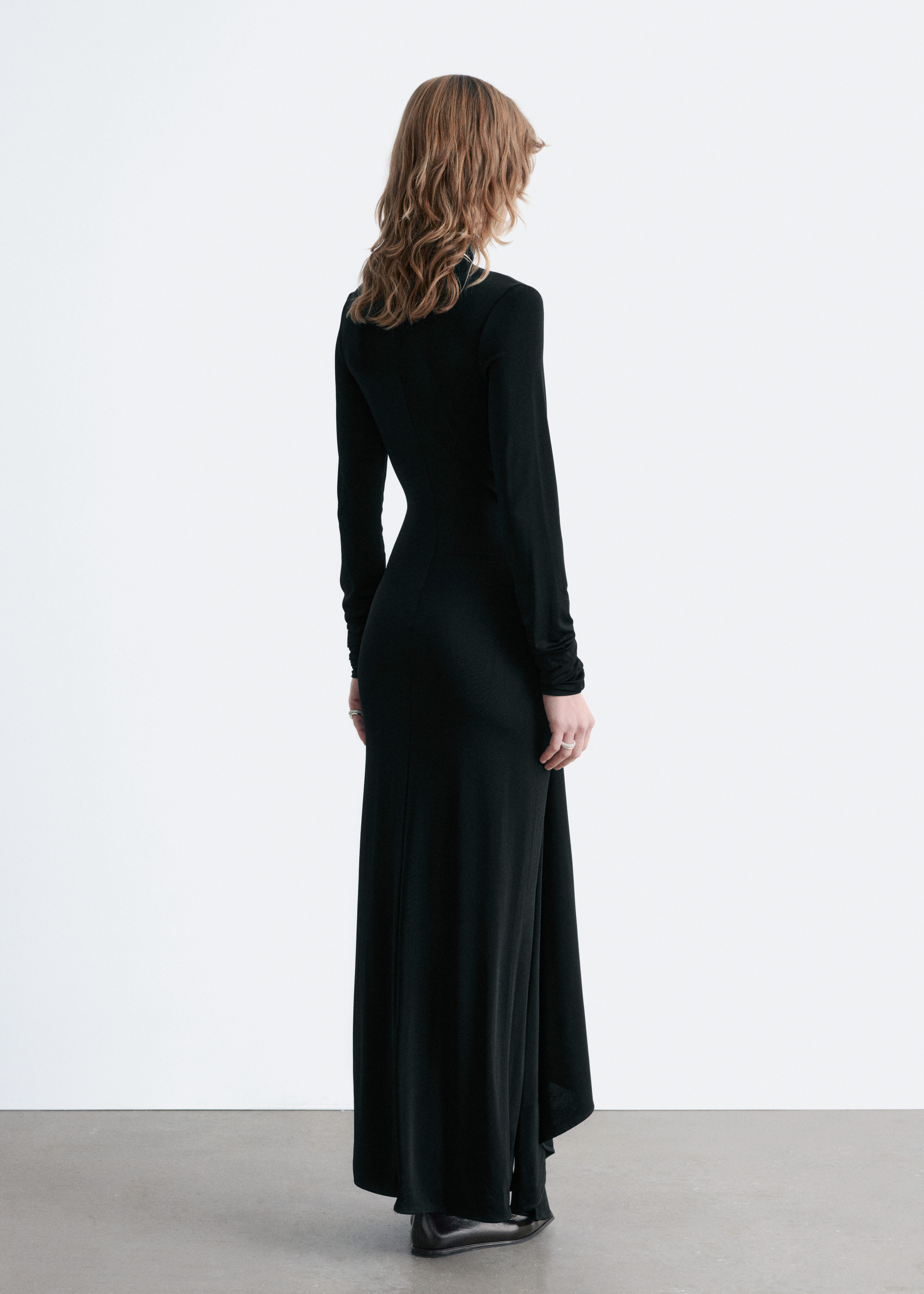 & Other Stories TIE-DETAIL TURTLENECK MIDI DRESS