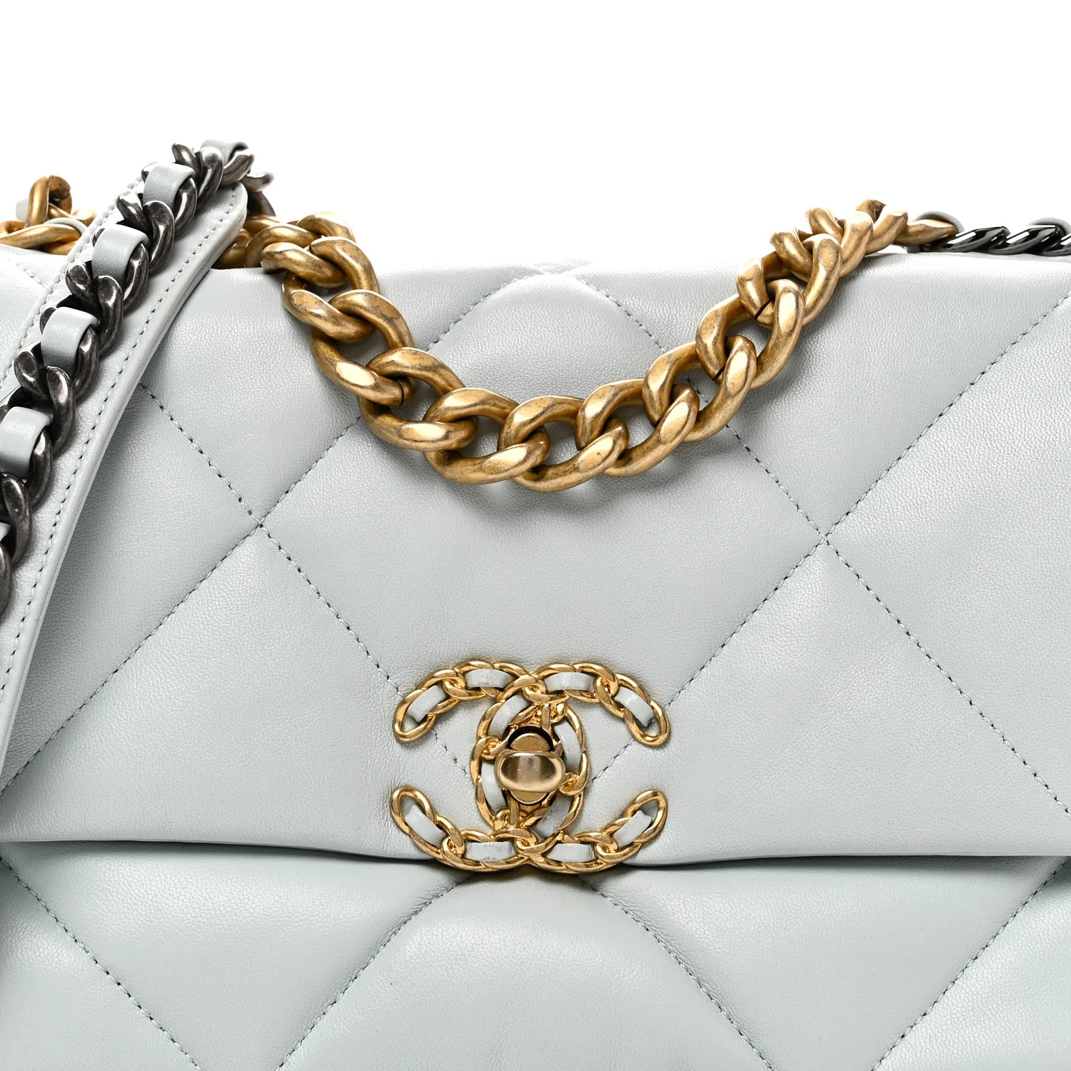 Lambskin Quilted Medium Chanel 19 Flap Light Blue - Top Club