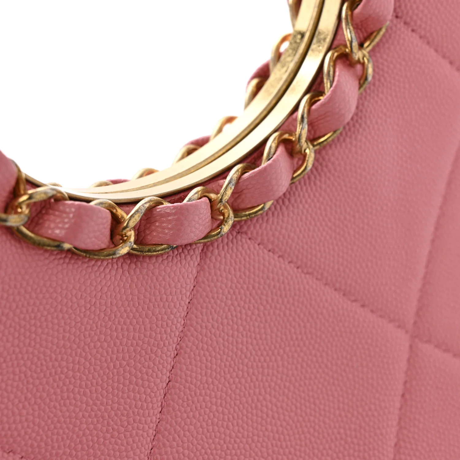 Caviar Quilted A Real Catch Clutch Pink - Top Club