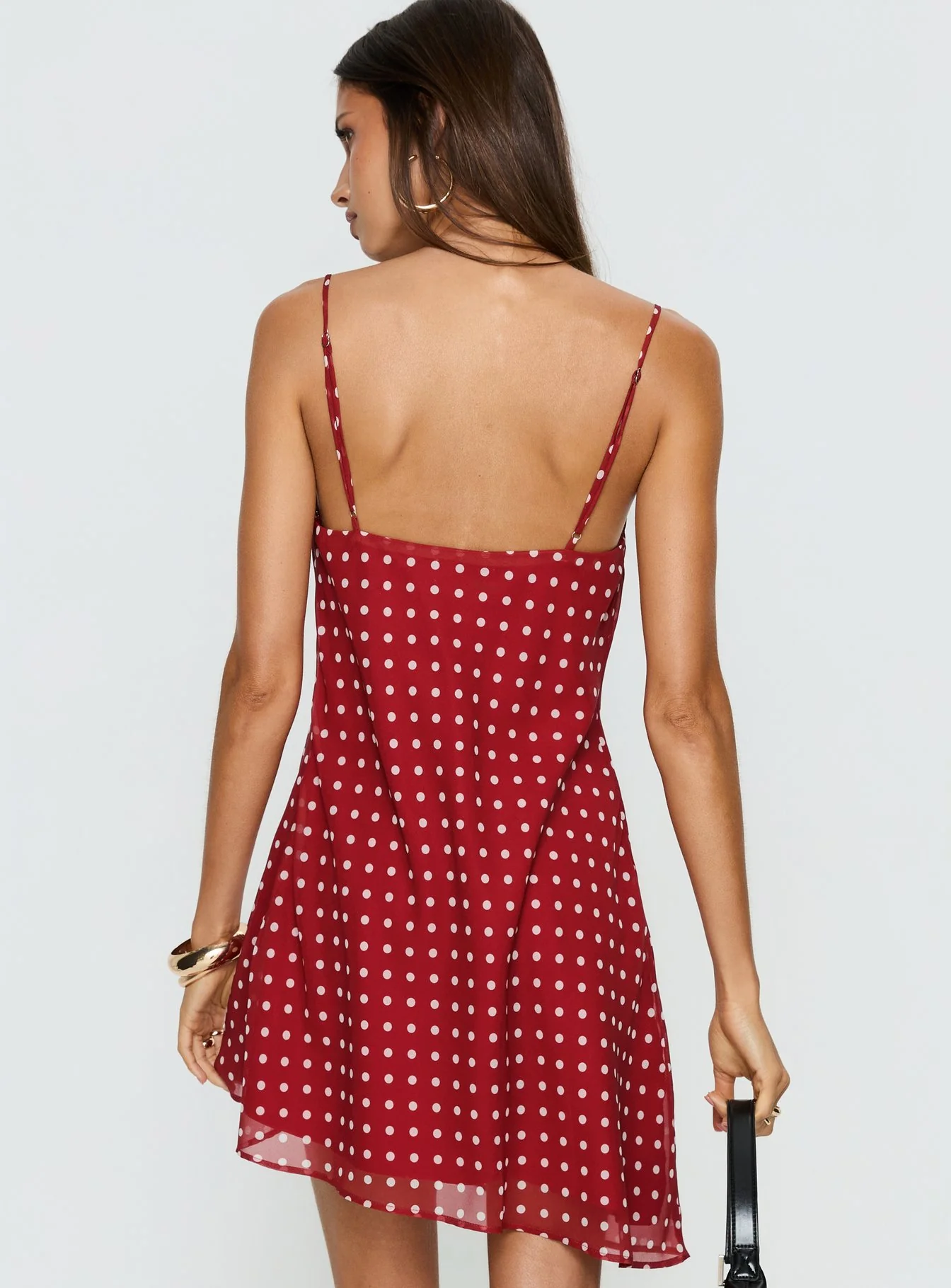 Elisabetta Mini Dress Burgundy Polka Dot