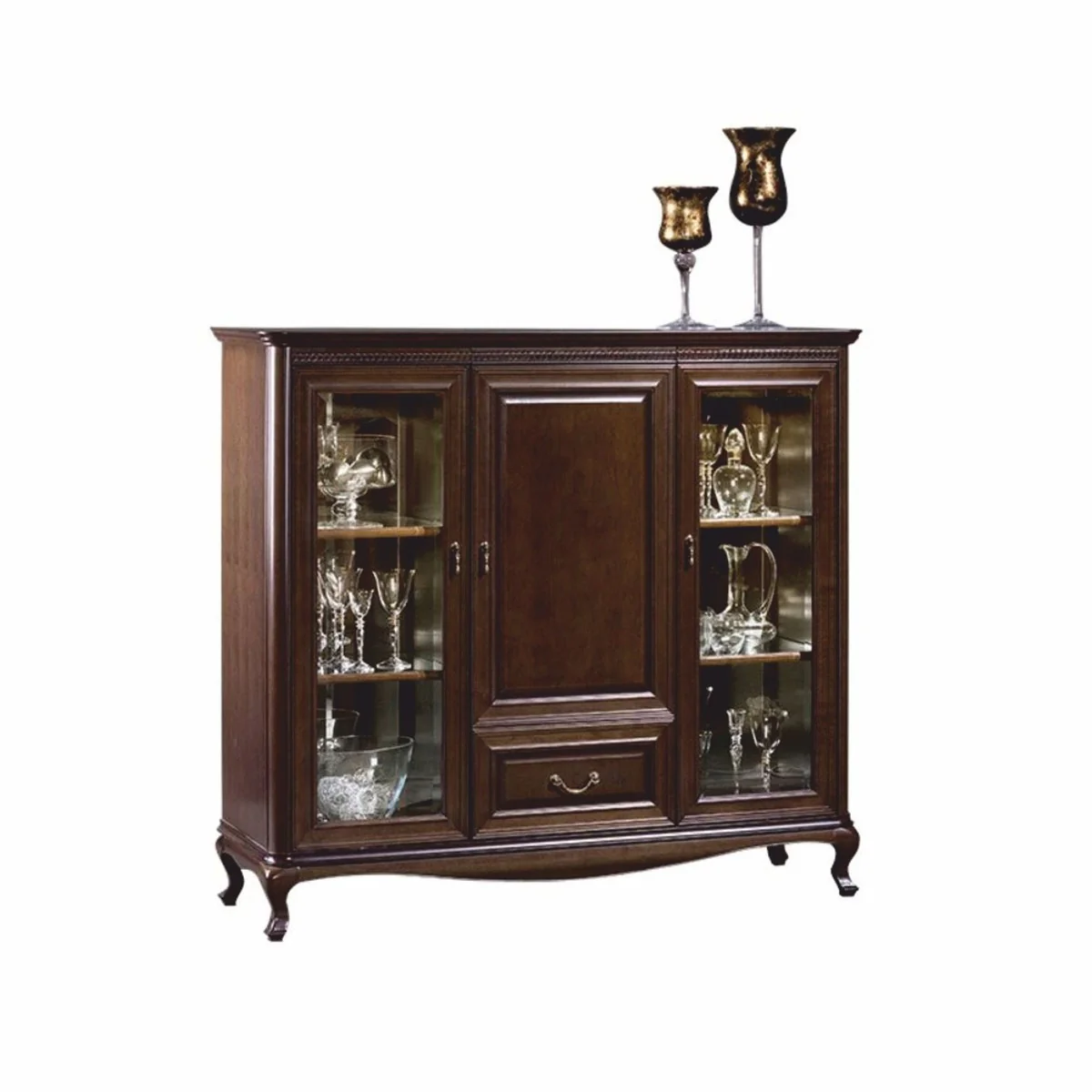Luxury baroque display cabinet dark brown 148.3 x H. 133.2 cm - Baroque furniture