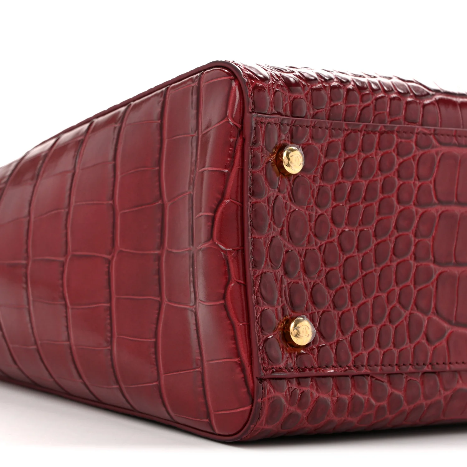 Calfskin Crocodile Embossed Archetype Small Shopper Tote Burgundy - Top Club