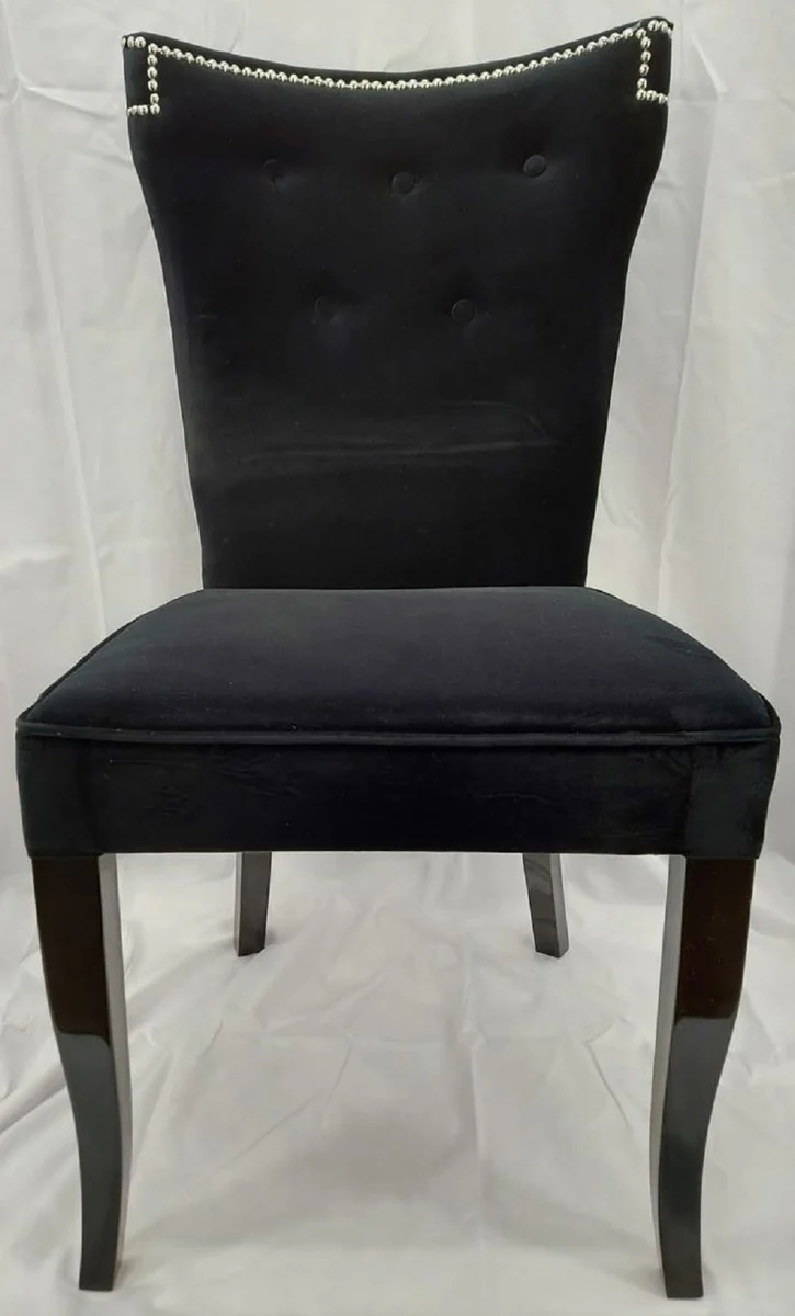 Luxury dining room chair black / silver - kitchen chair with elegant velvet fabric - dining room furniture - kitchen furniture - luxury furniture - luxury furnishings