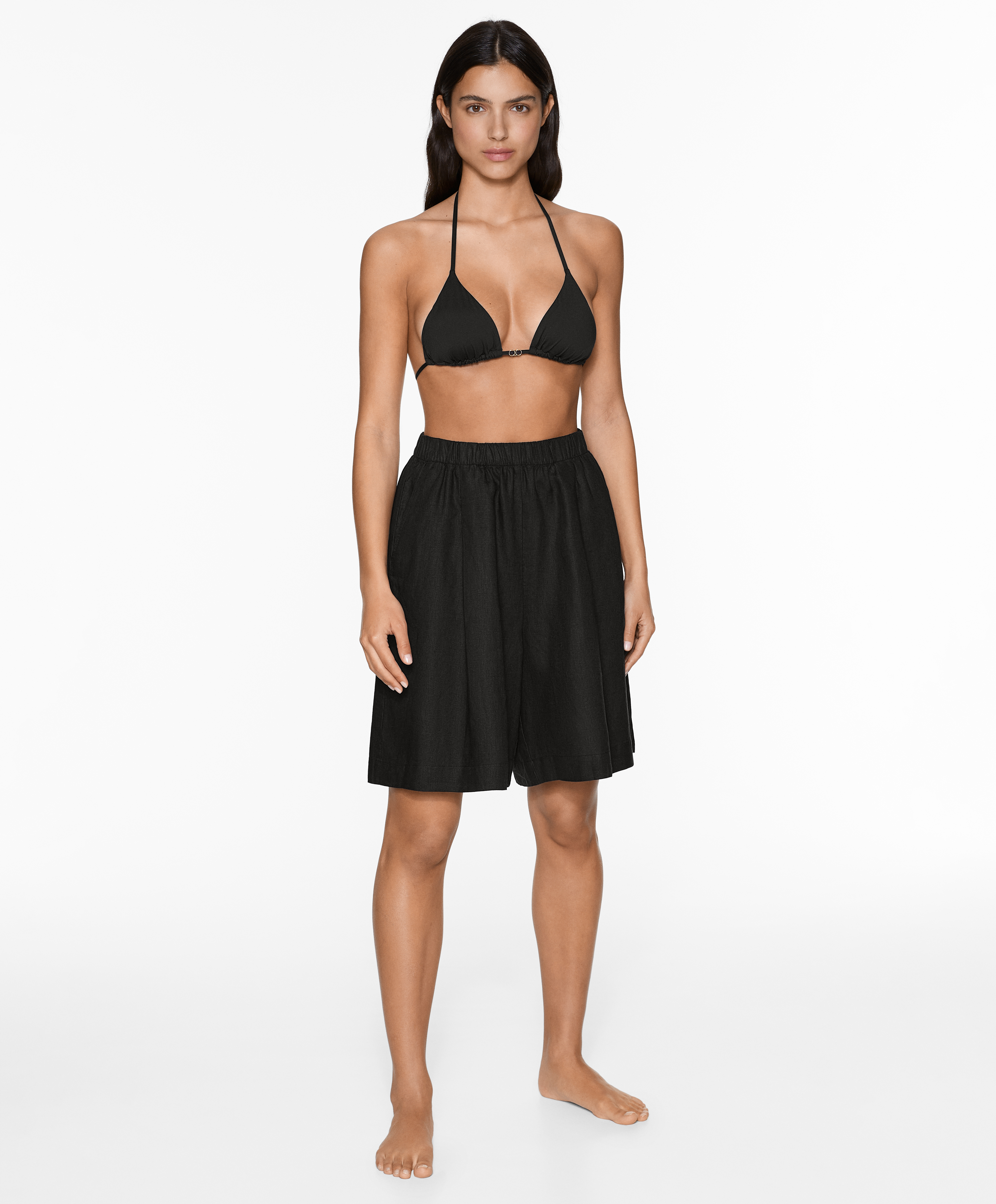 OYSHO 100% linen Bermuda shorts