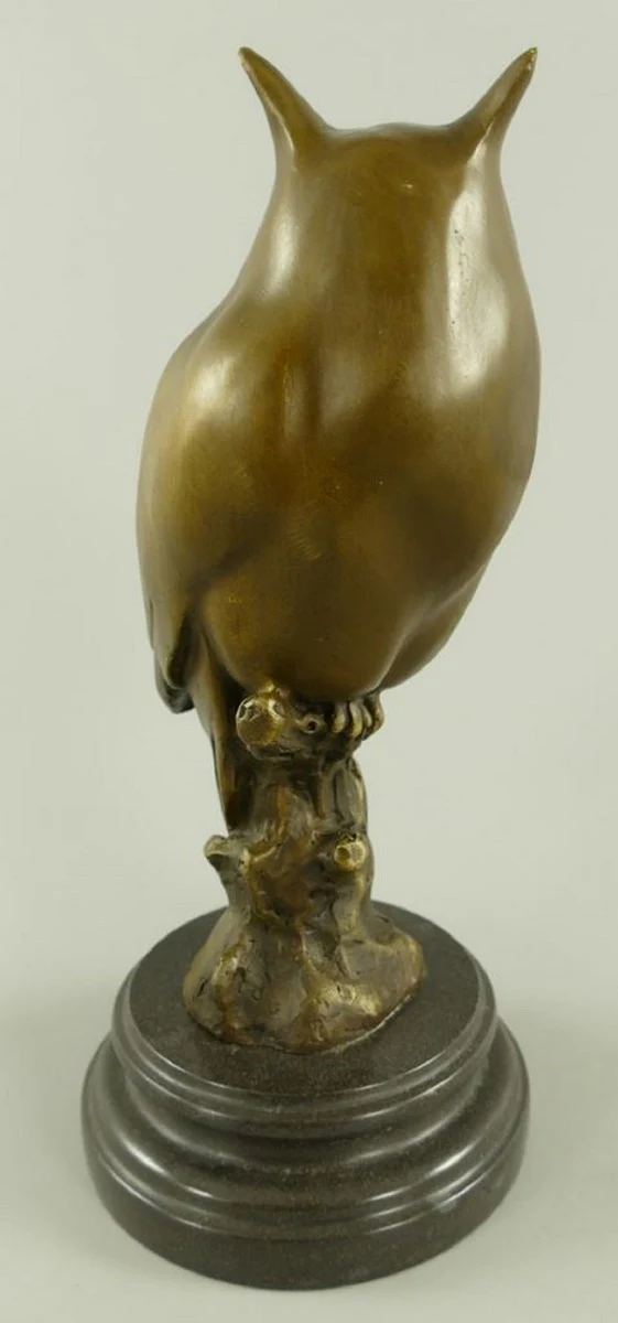 Luxury bronze decorative figure owl on marble base bronze / black 14 x 14 x H. 30 cm - bronze decorative sculpture - desk decoration - decorative accessories - luxury accessories