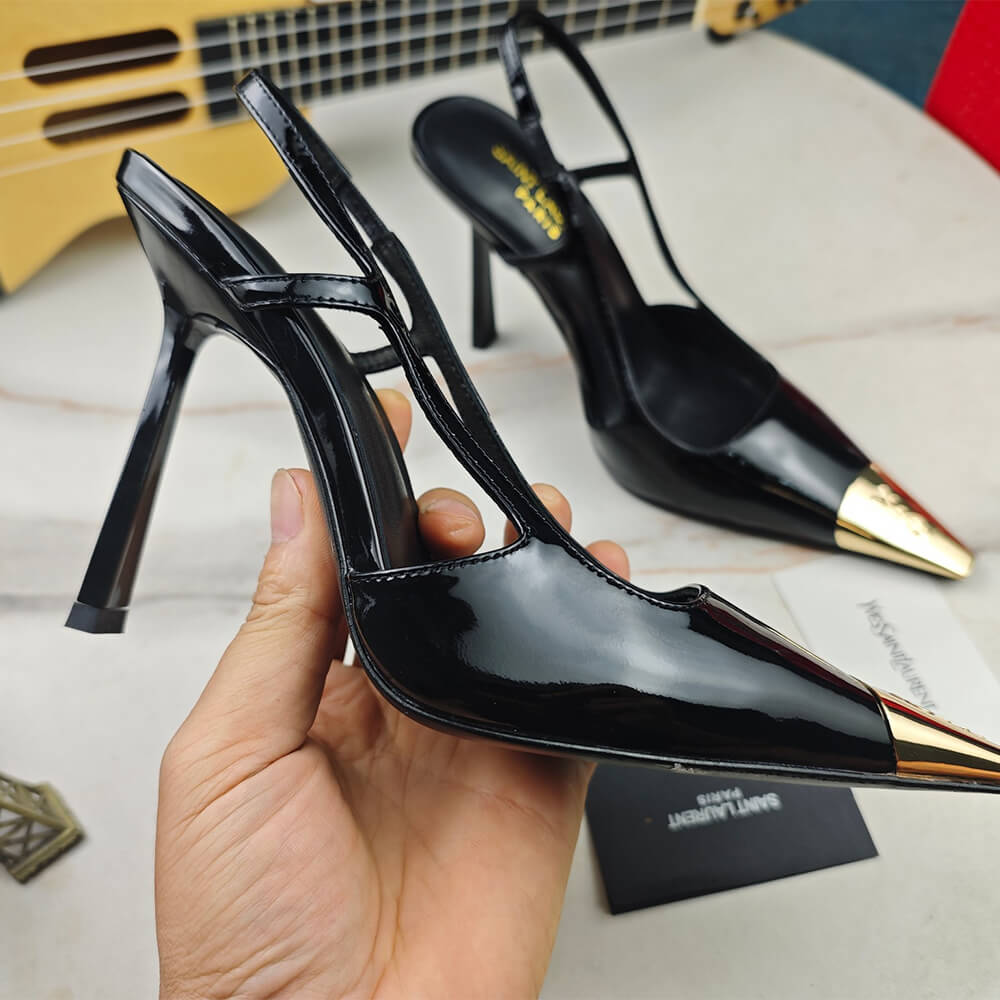 YSL Jeanne Slingback Pumps in Patent Leather - Top Club