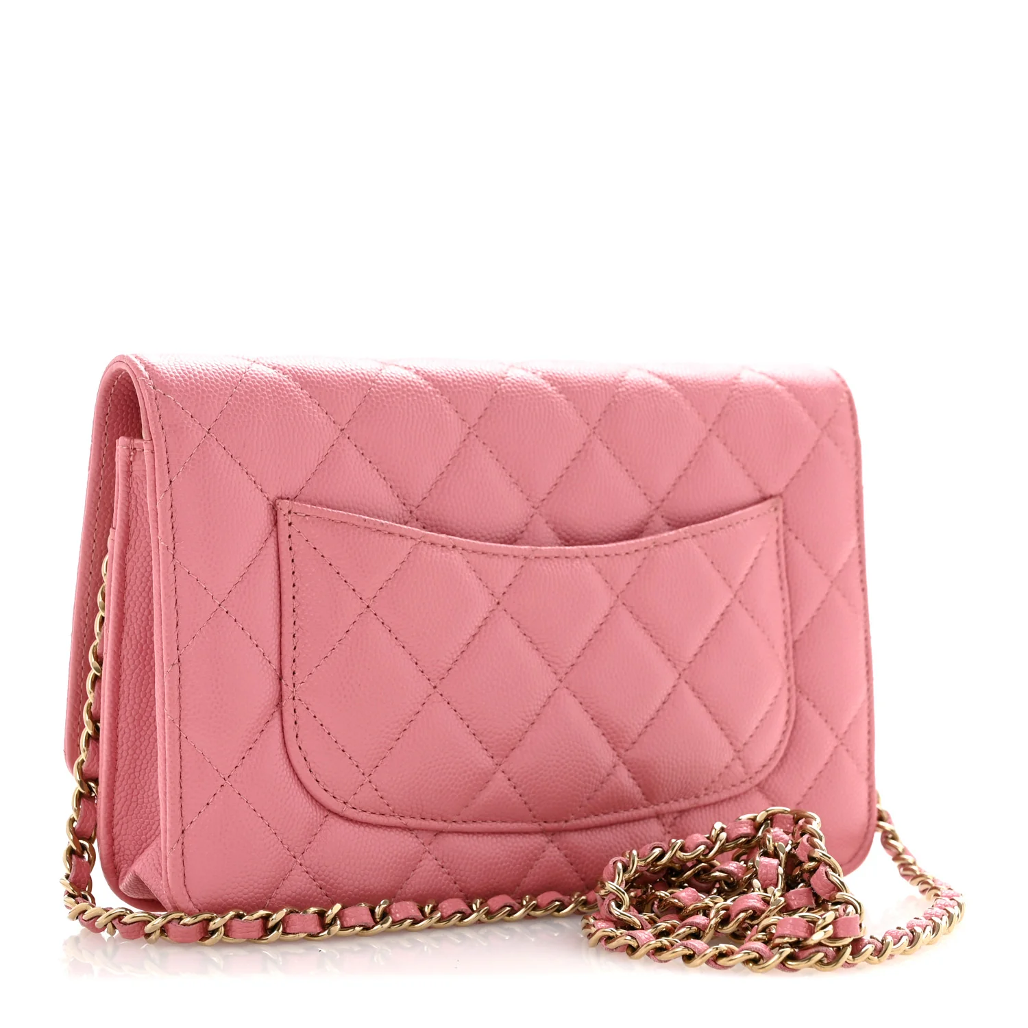 Caviar Quilted Wallet on Chain WOC Pink - Top Club
