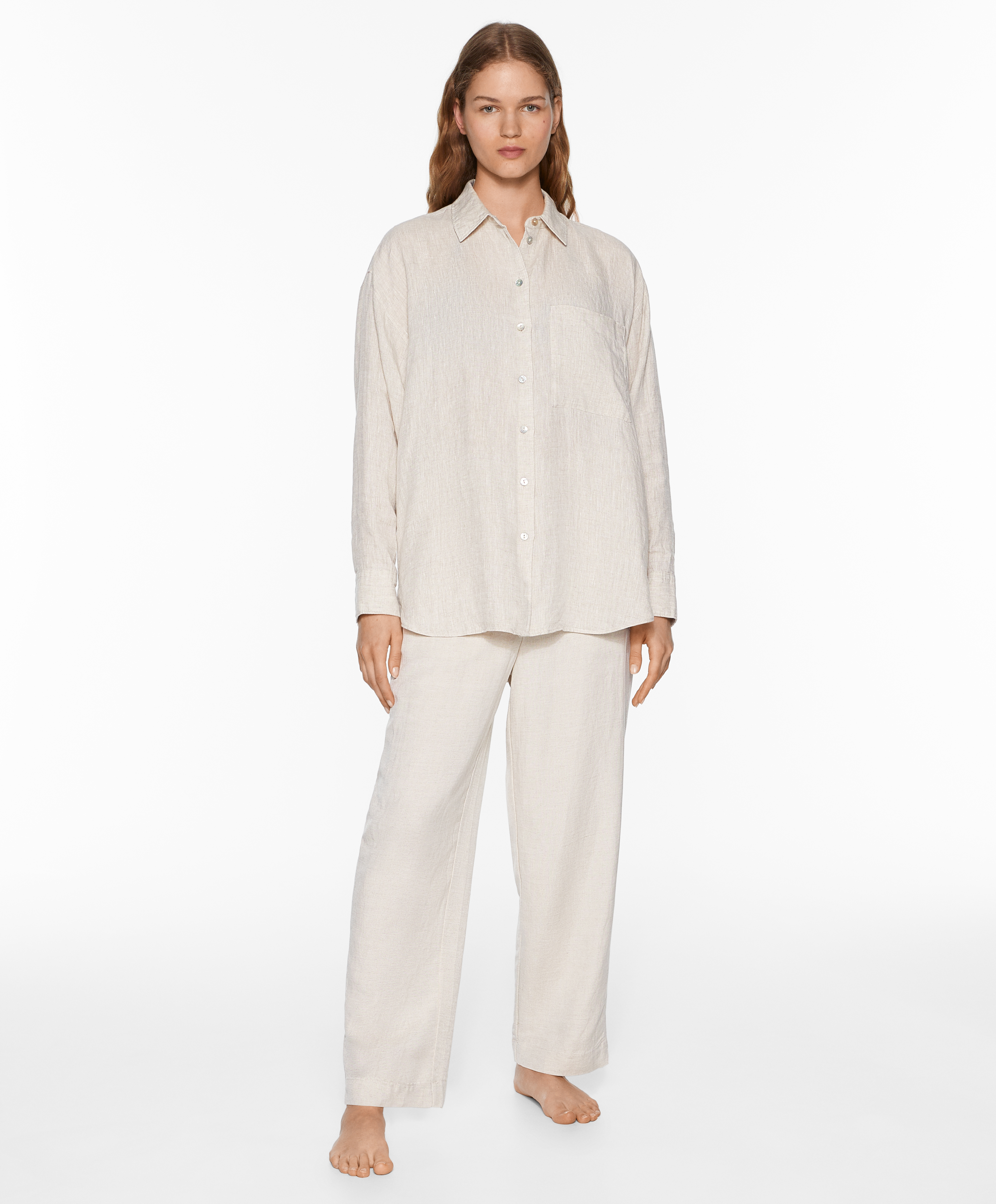 OYSHO Slim-fit trousers with linen