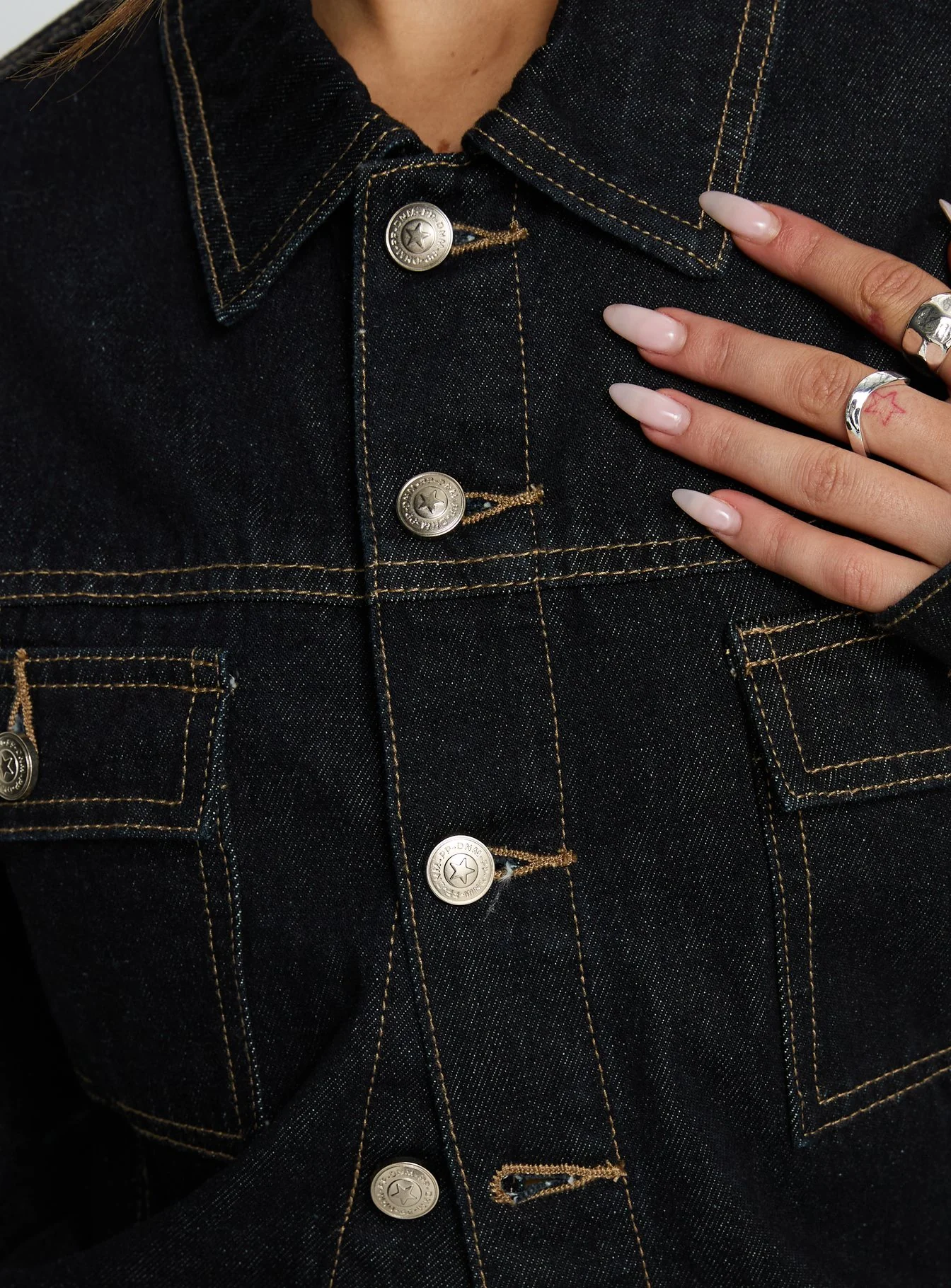 Caresse Cinched Denim Jacket Raw Denim