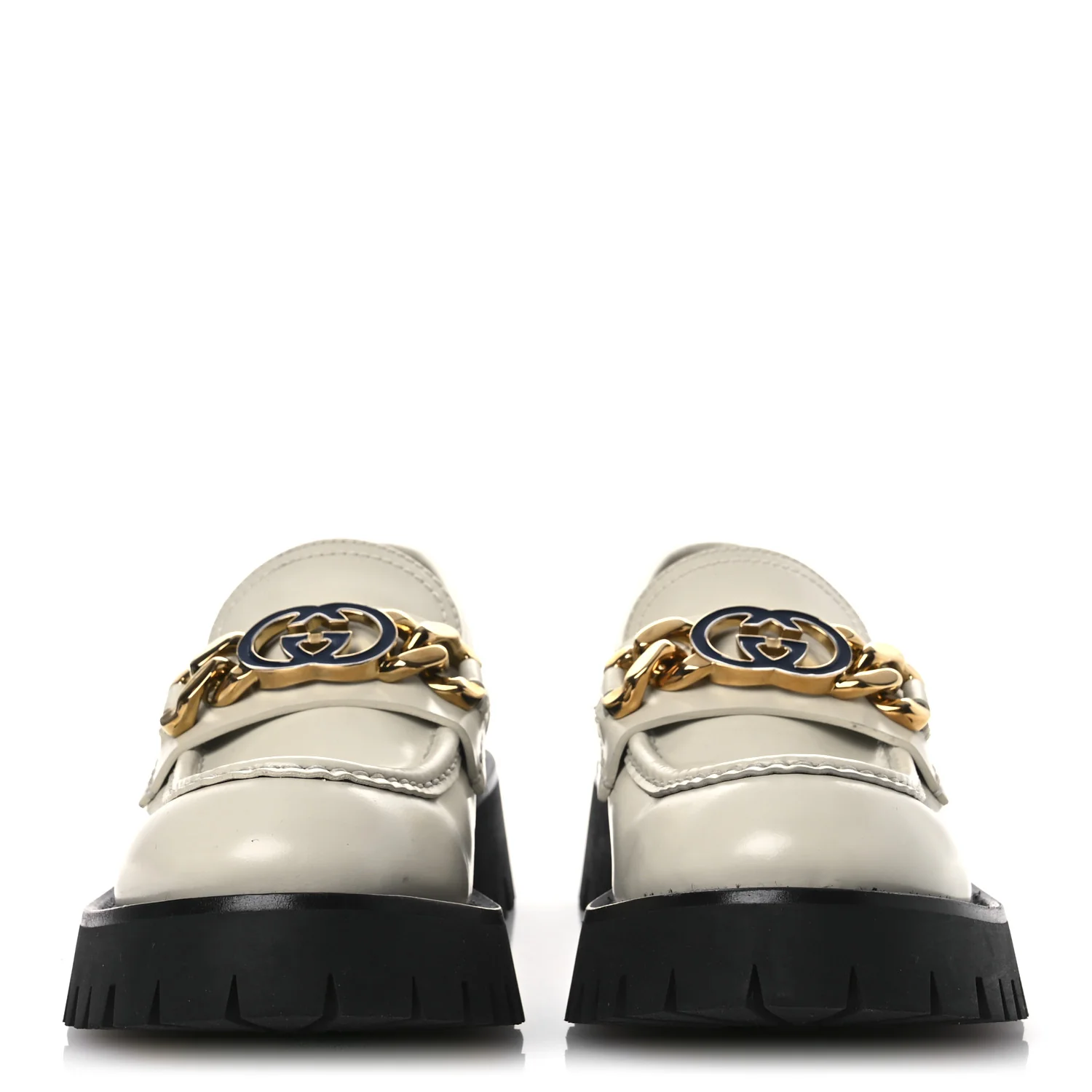 Cordovan Lux Womens Jeanne Platform Lug Sole 30/45mm Loafers 39 Mystic White - Top Club