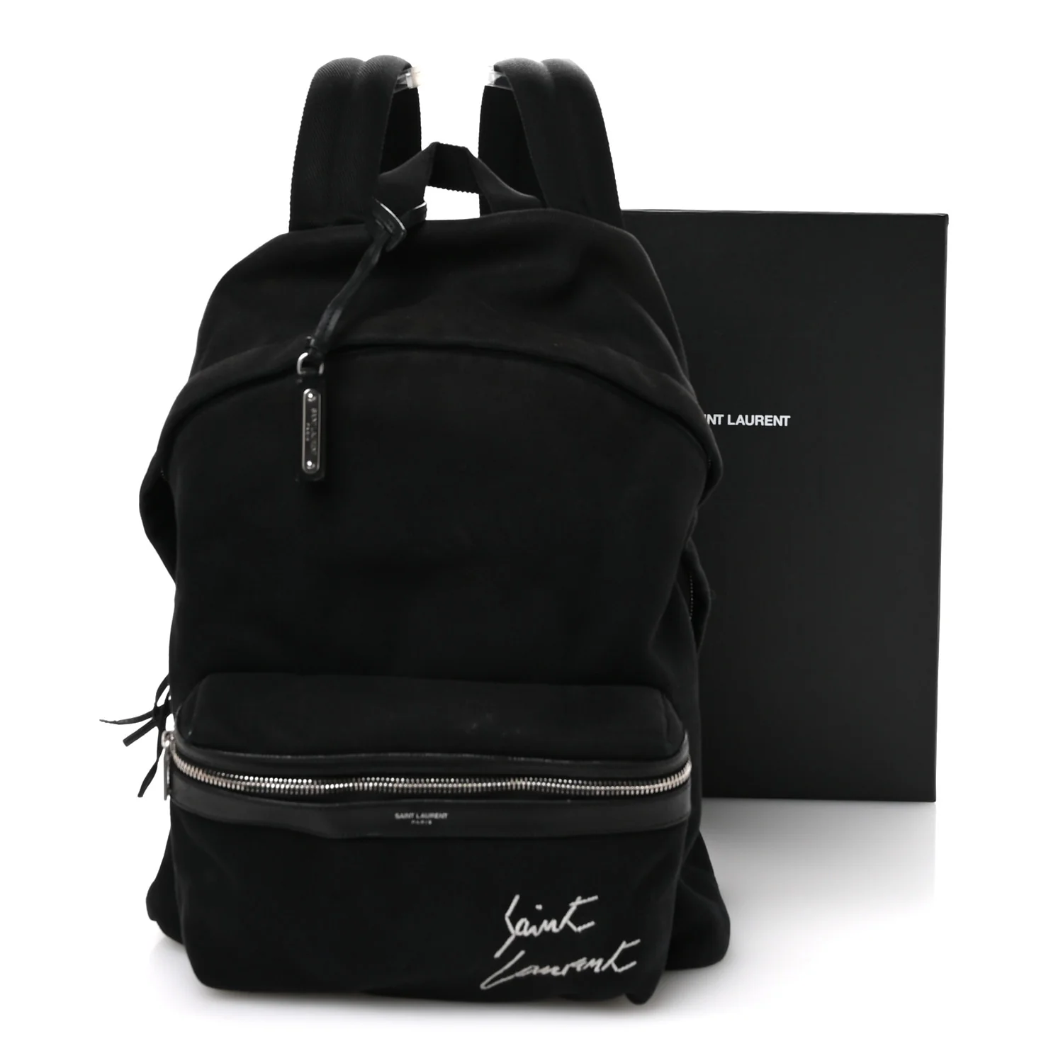 Canvas Signature Embroidered City Backpack Black - Top Club