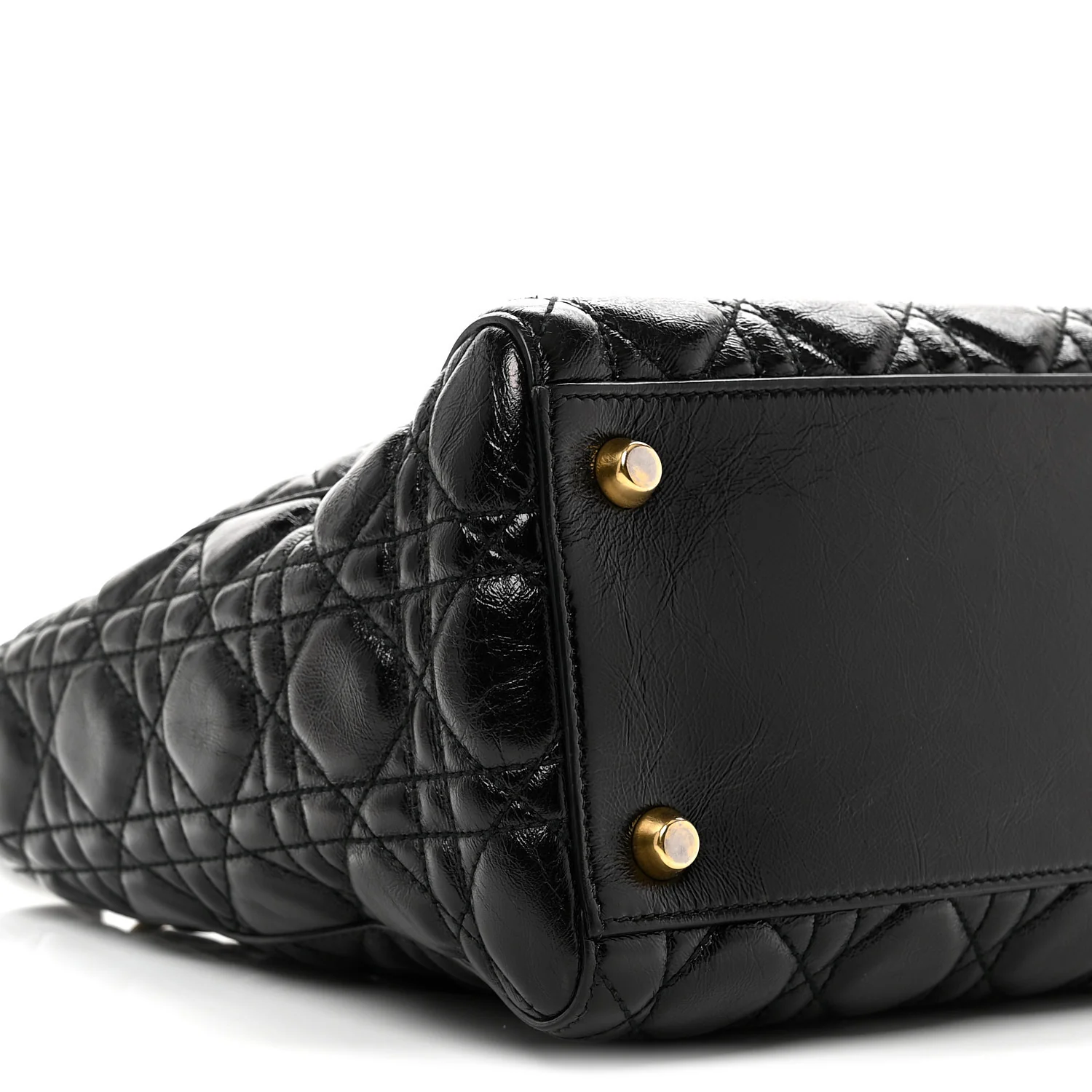 Crinkled Patent Cannage Medium Bohemian Lady Dior Black - Top Club
