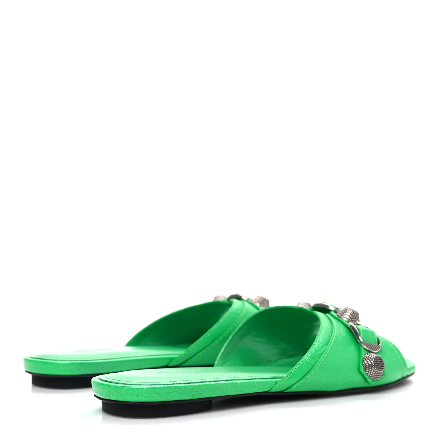 Agneau Arena Cagole Flat Slide Sandals 37 Vivid Green - Top Club