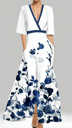 Women's Floral Print Cotton-Blend Maxi Dress - Nordfashionstorm - Women's Clothing, Fashion for You - Nordfashionstorm.com