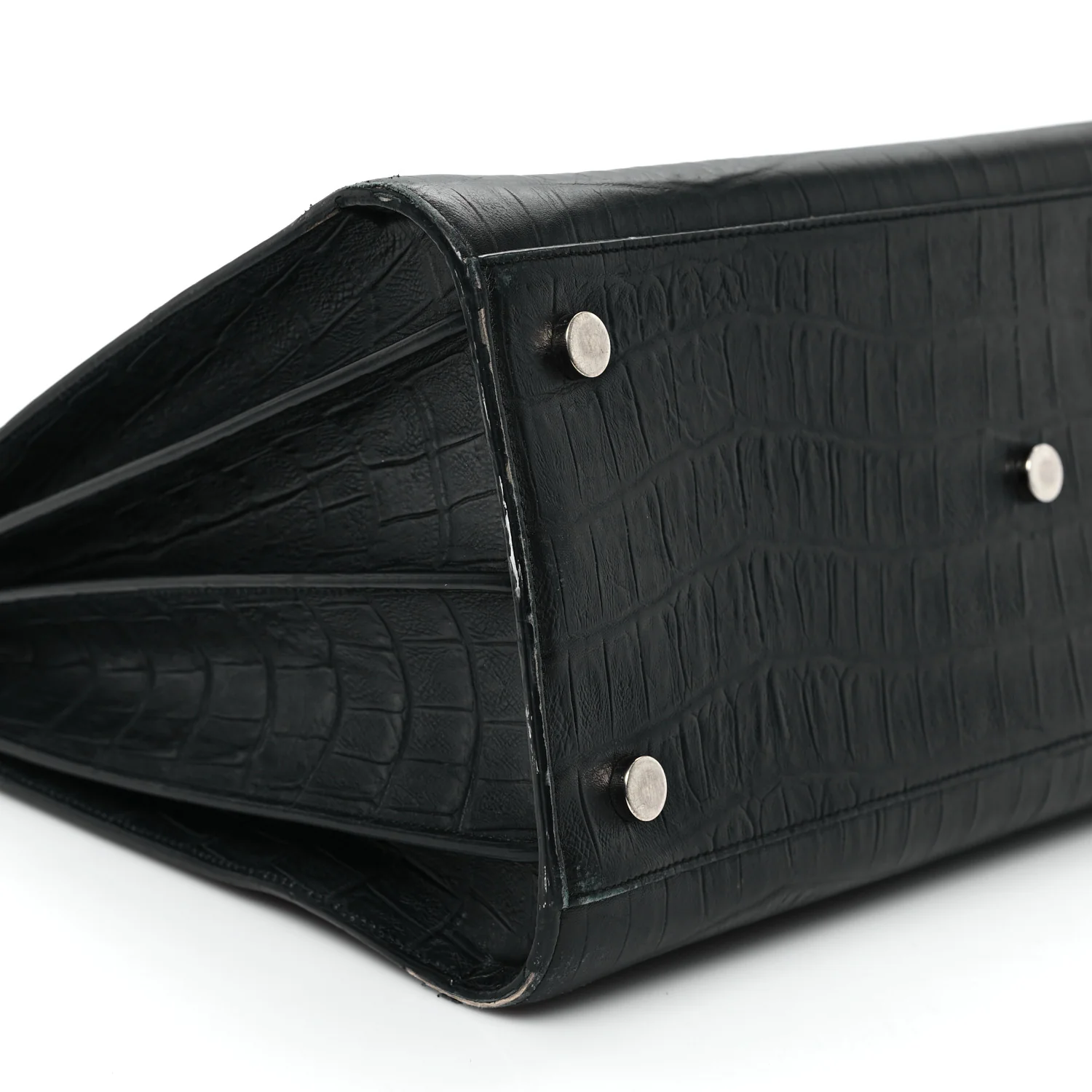 Calfskin Crocodile Embossed Large Sac De Jour Carryall Black - Top Club