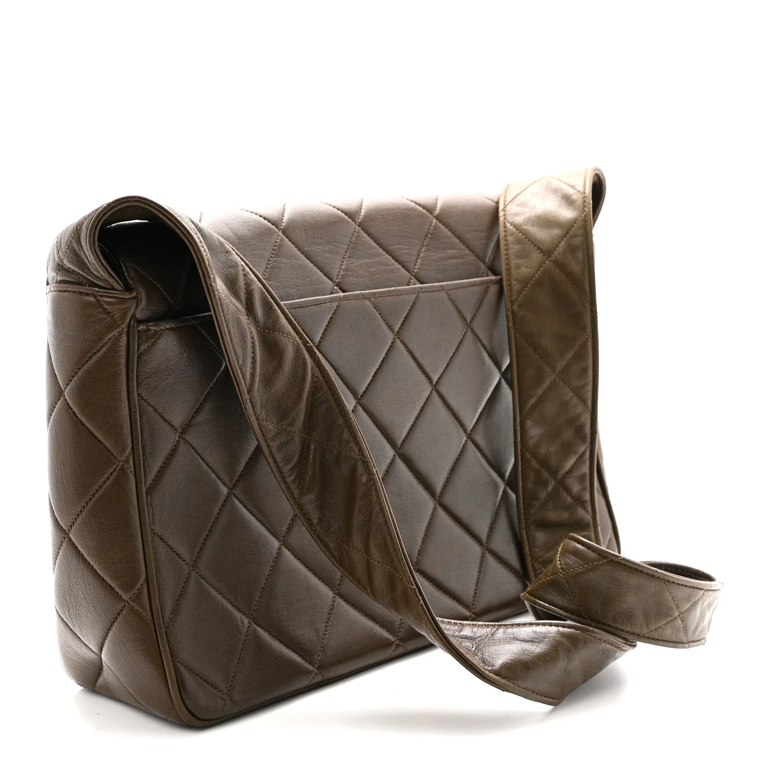 Lambskin Quilted CC Single Flap Shoulder Bag Brown - Top Club