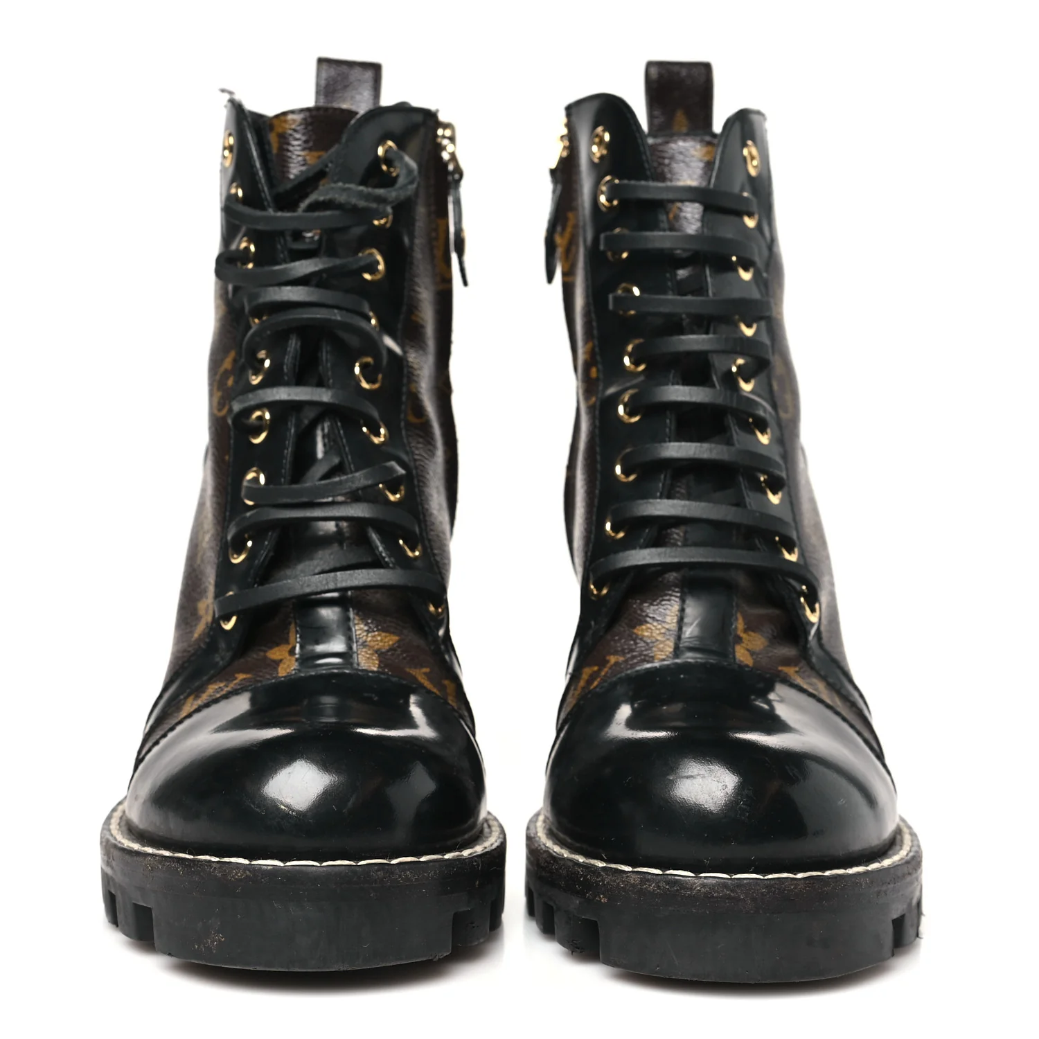 Patent Calfskin Monogram Star Trail Ankle Boots 38.5 Black - Top Club