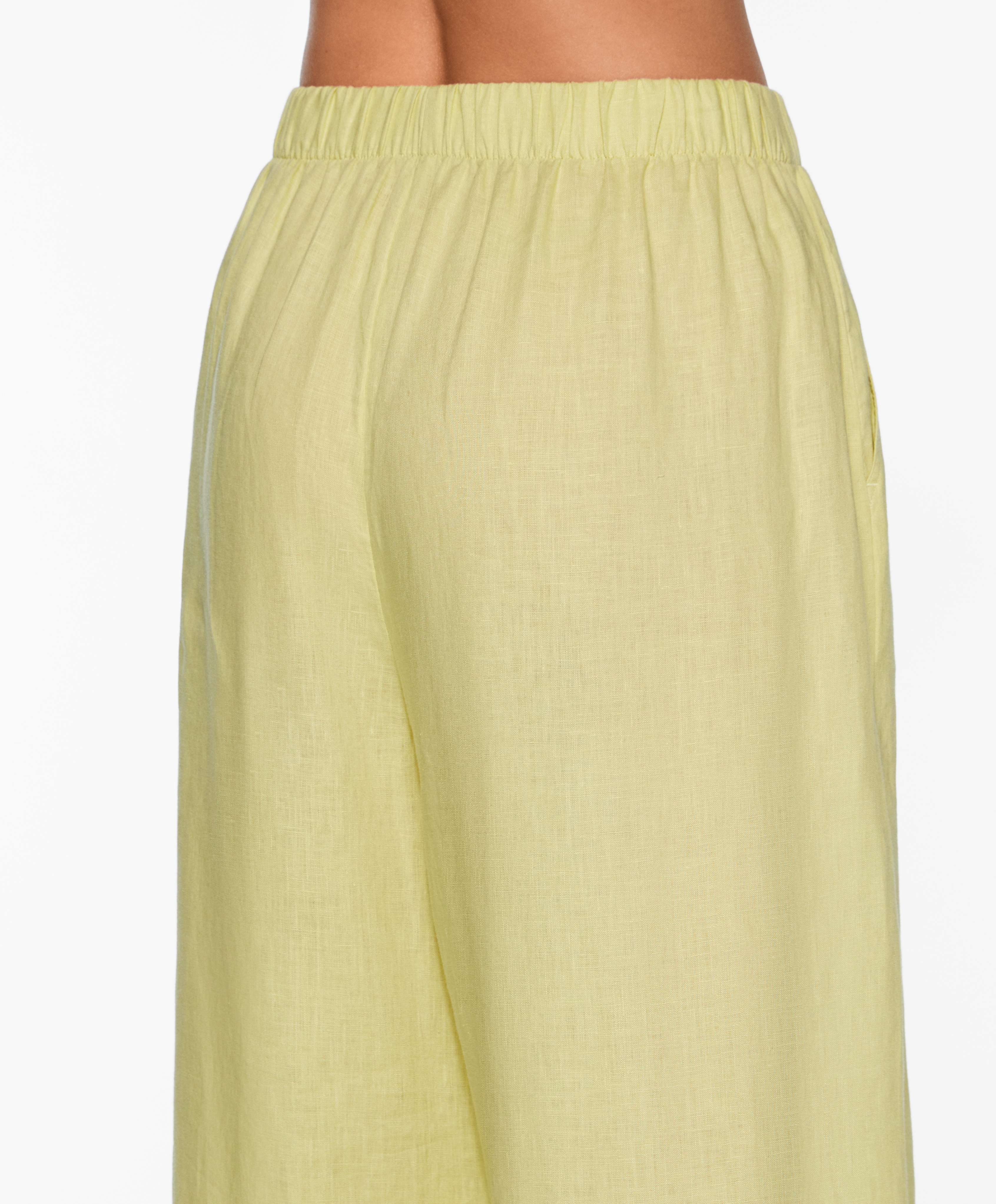OYSHO 100% linen wide straight-leg trousers