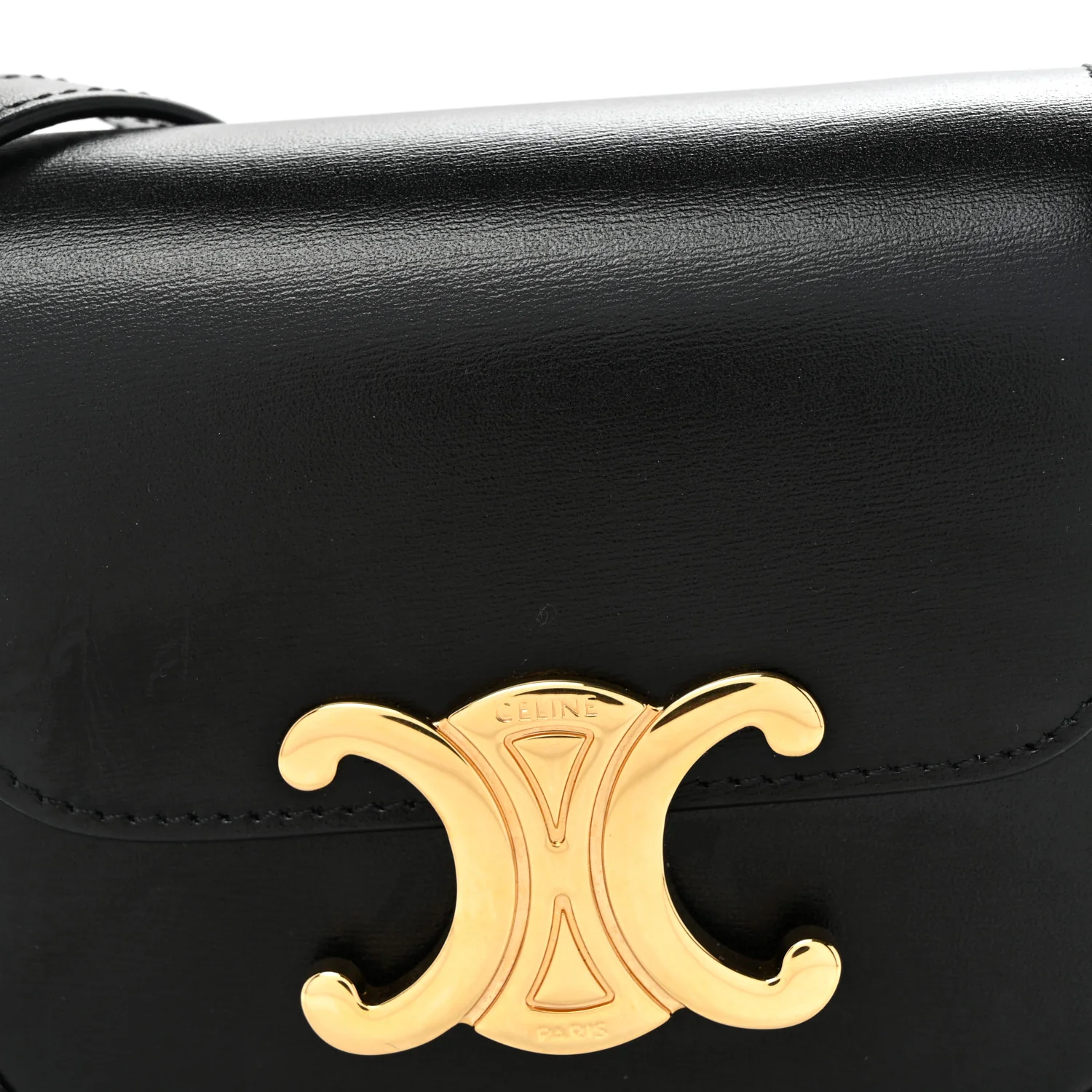 Shiny Calfskin Mini Triomphe Black - Top Club