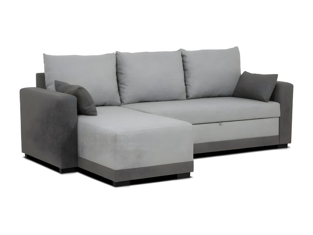 Sofá chaise longue 3 plazas reversible poliéster gris claro y oscuro