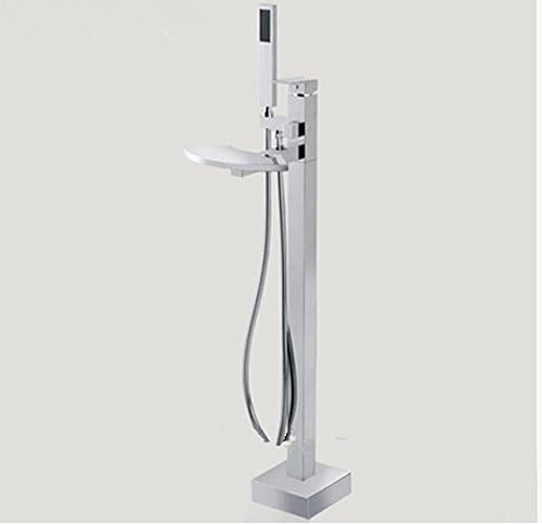 Gowe moda moderna da pavimento vasca rubinetto bagno cascata cromo lucidato a mano doccia spruzzatore rubinetto seduta