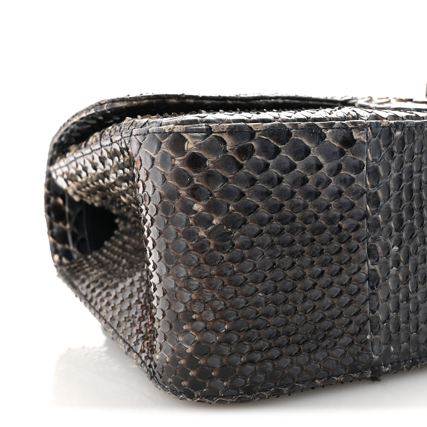 Metallic Snakeskin Jumbo Double Flap Blue - Top Club