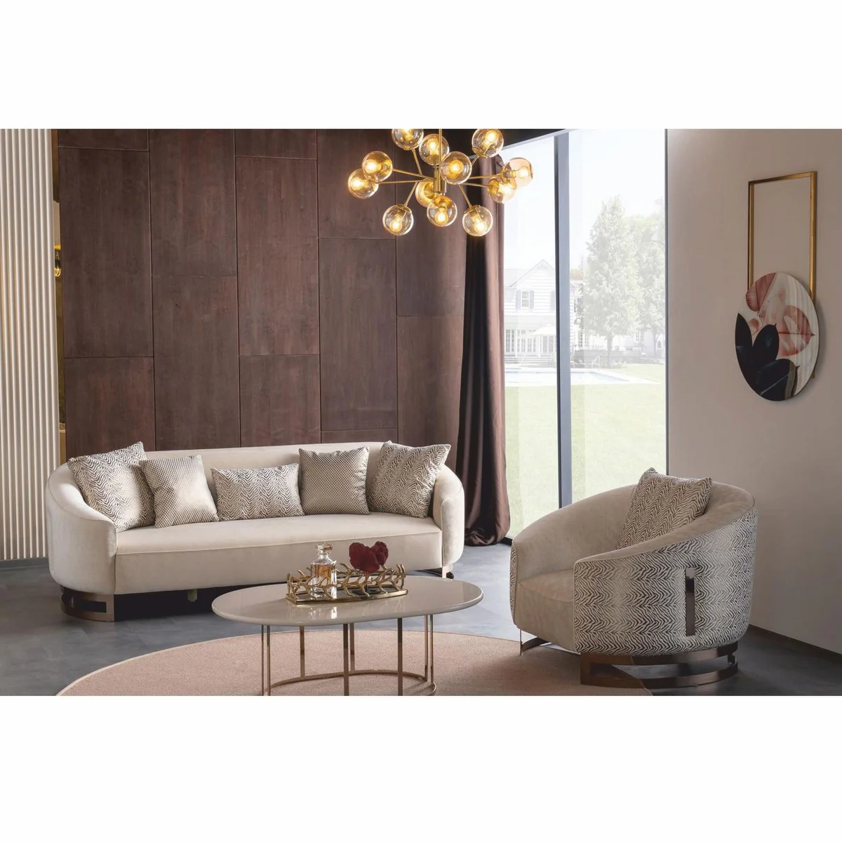 Luxury Sofa Gray / Bronze 250 cm - Hotel & Living Room Furniture