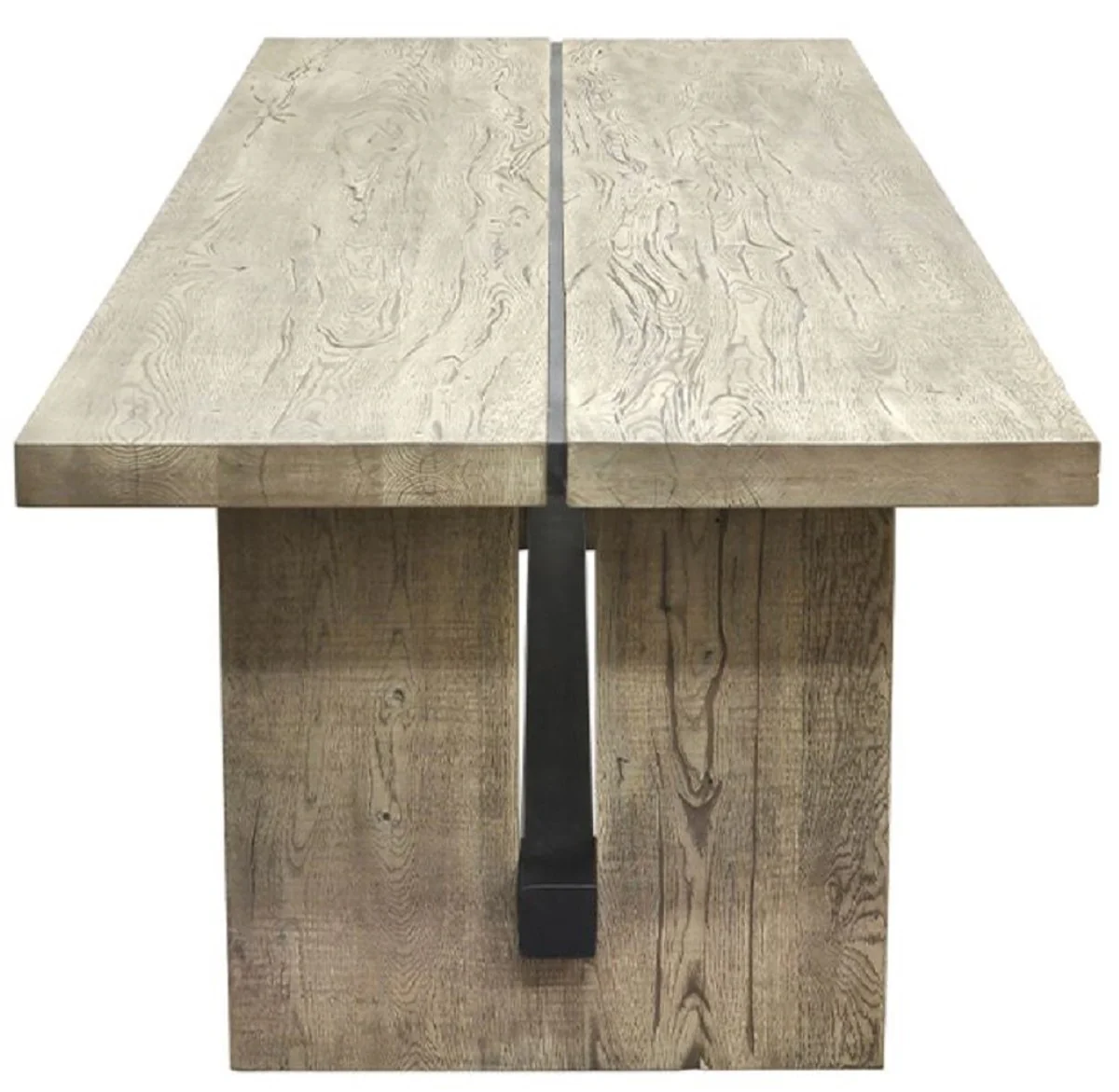 Country Style Solid Wood Dining Table Gray / Black - Various Sizes - Rectangular Oak Wood Kitchen Table - Solid Wood Dining Room Furniture - Country Style Dining Room Furniture