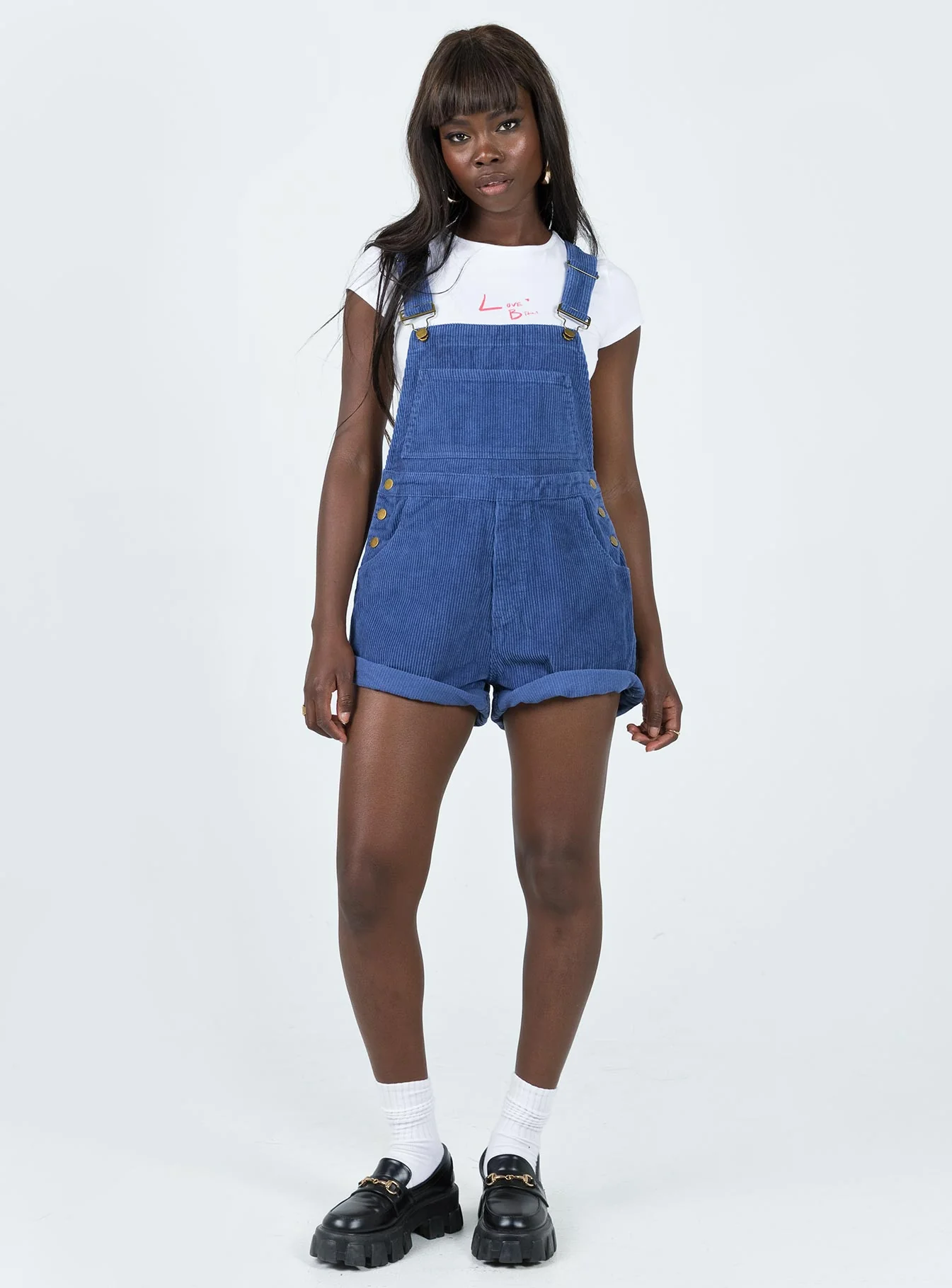 Kacey Short Overalls Navy Cord