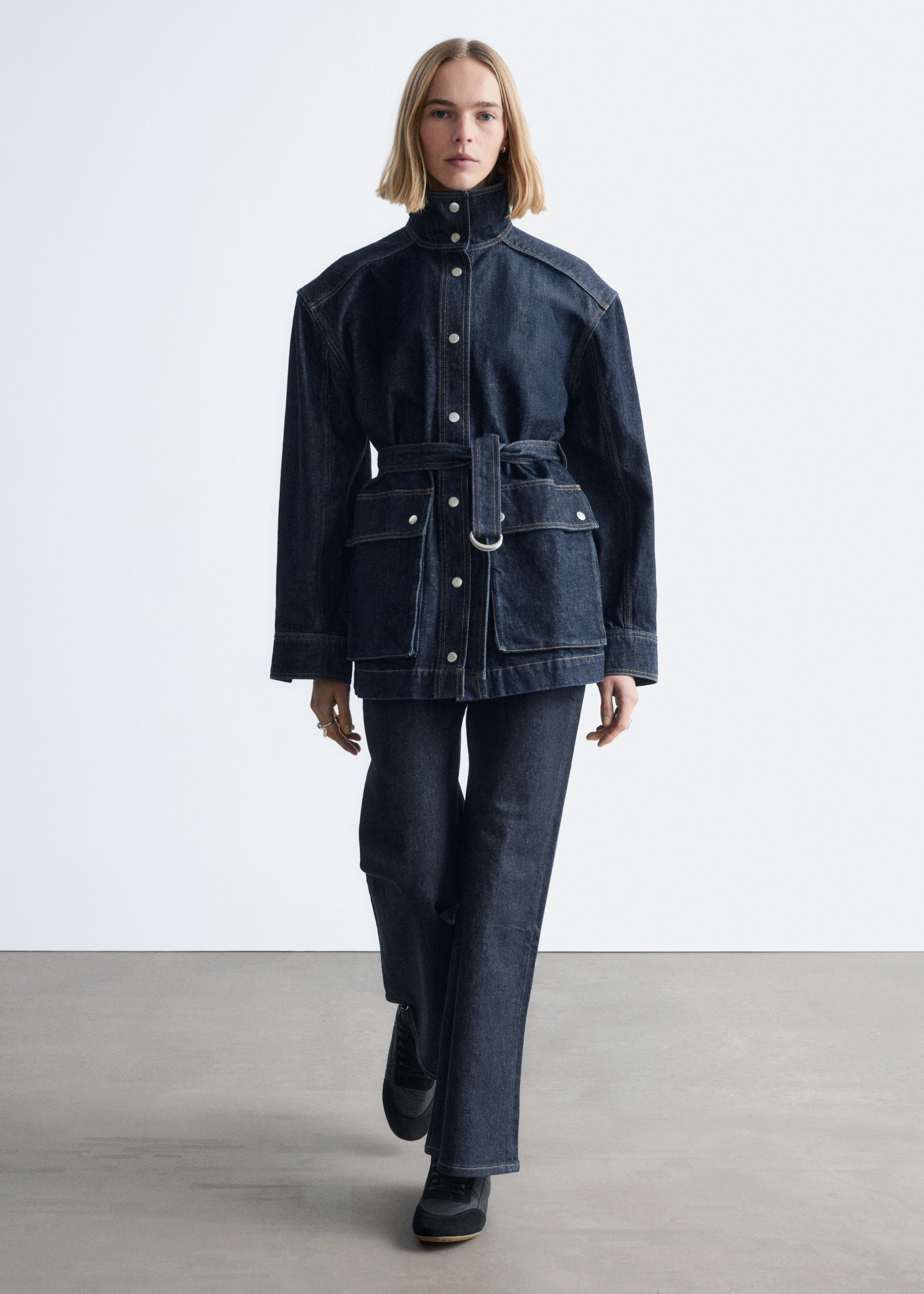 & Other Stories TIE-BELT DENIM JACKET