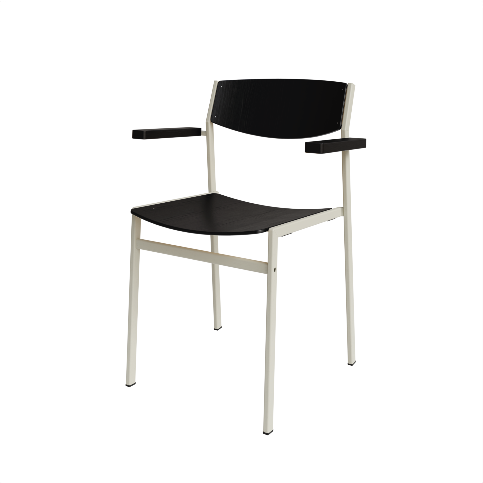 Dining 50 MA Hout - Frame RAL1013 Pearl White - Eiken Fineer Zwart + arms Eiken Fineer Zwart
