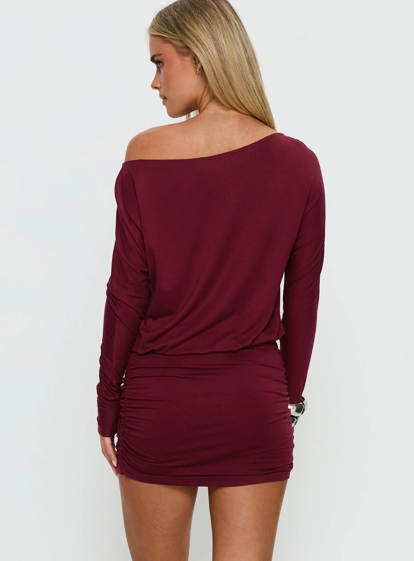 Kaitlinn Ruched Long Sleeve Playsuit Red