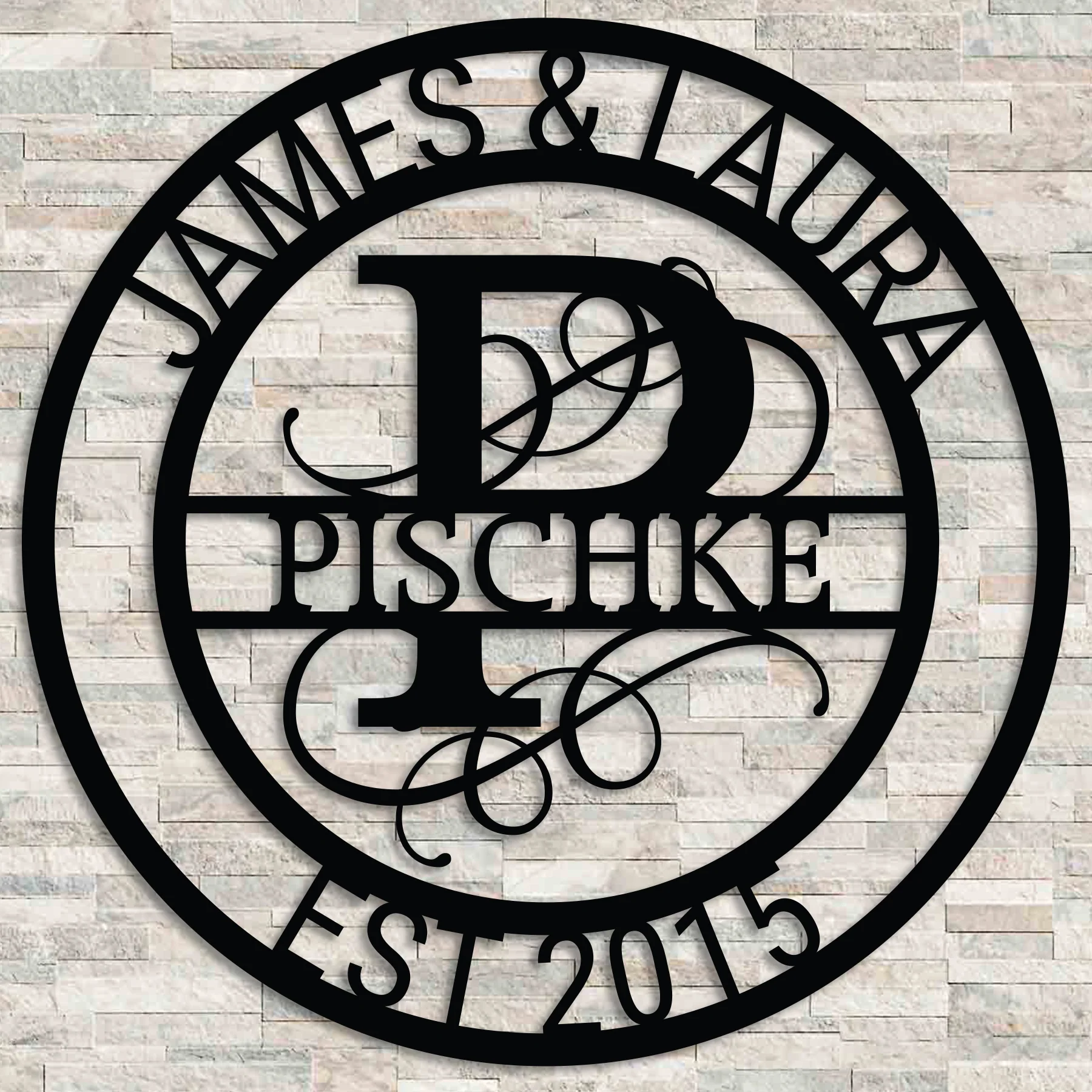 Circle Split Monogram Metal Wall Art - Alvarez Pro Painting LLC
