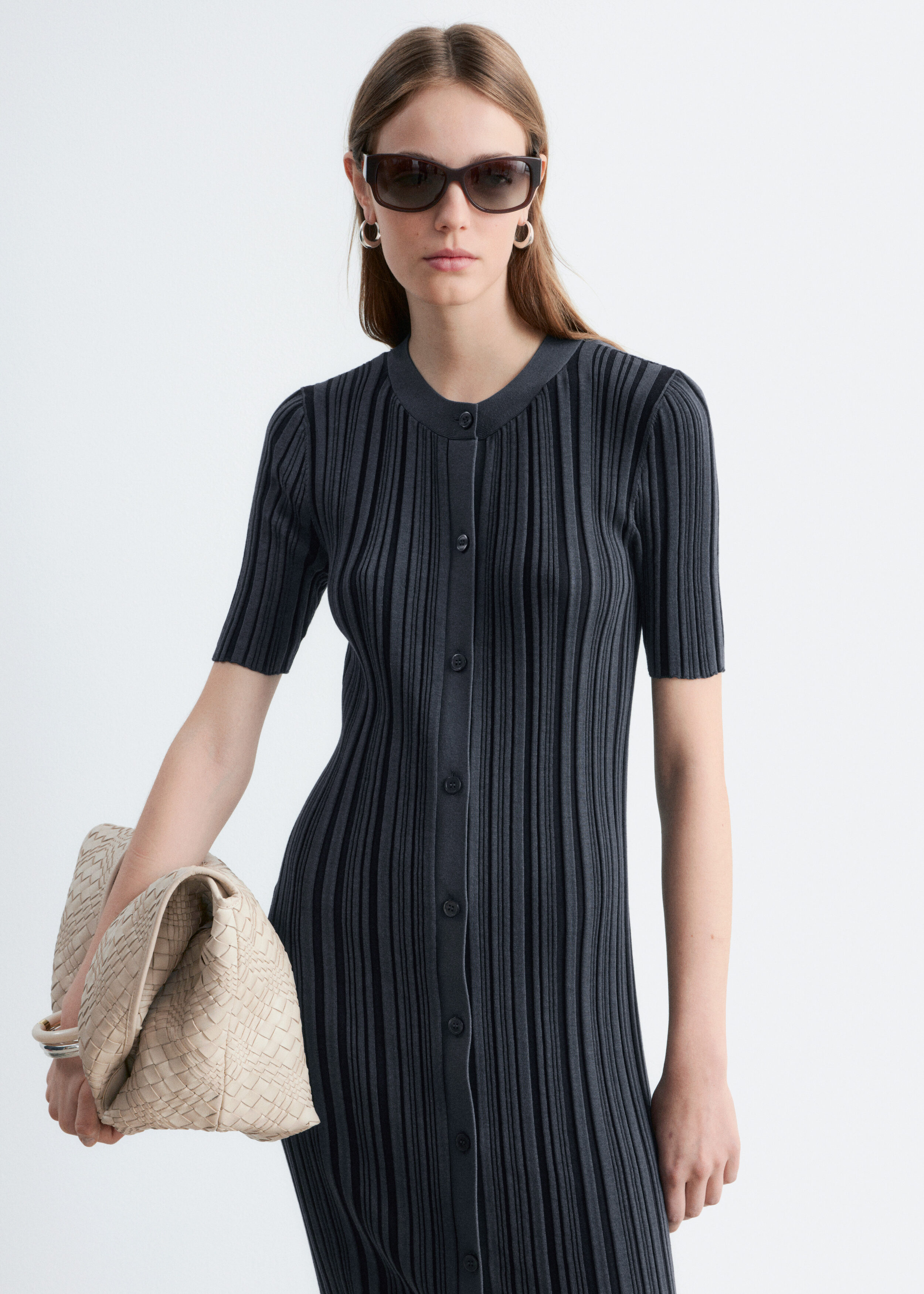 & Other Stories RIB-KNIT MIDI DRESS