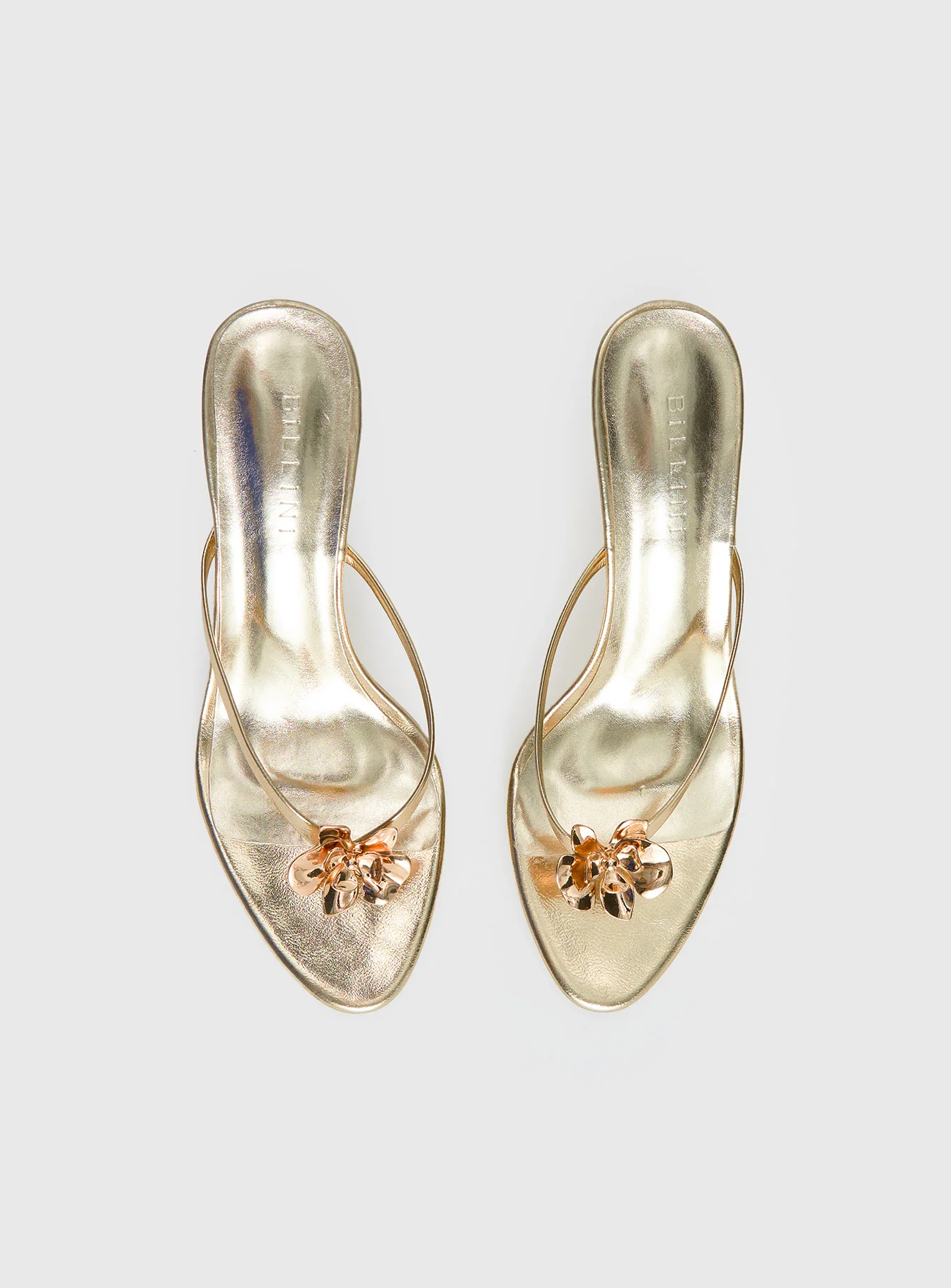 Billini Dalella Thong Heels Gold Metallic