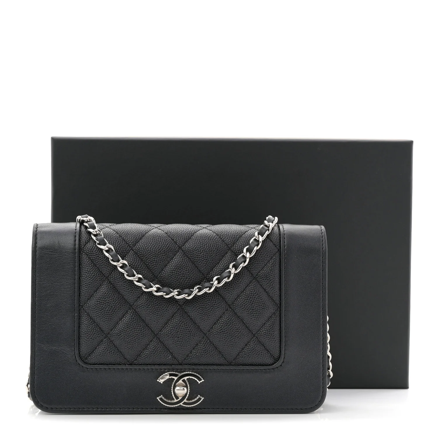 Caviar Quilted Vintage Mademoiselle Wallet On Chain WOC Black - Top Club